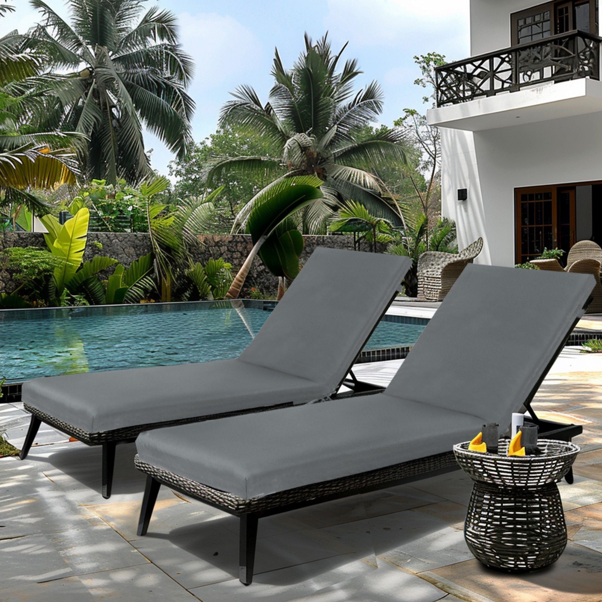 2 Piece Outdoor Chaise Lounge Cushion Set, Replacement Cushions For Patio Furniture - Best Buy Furniture
