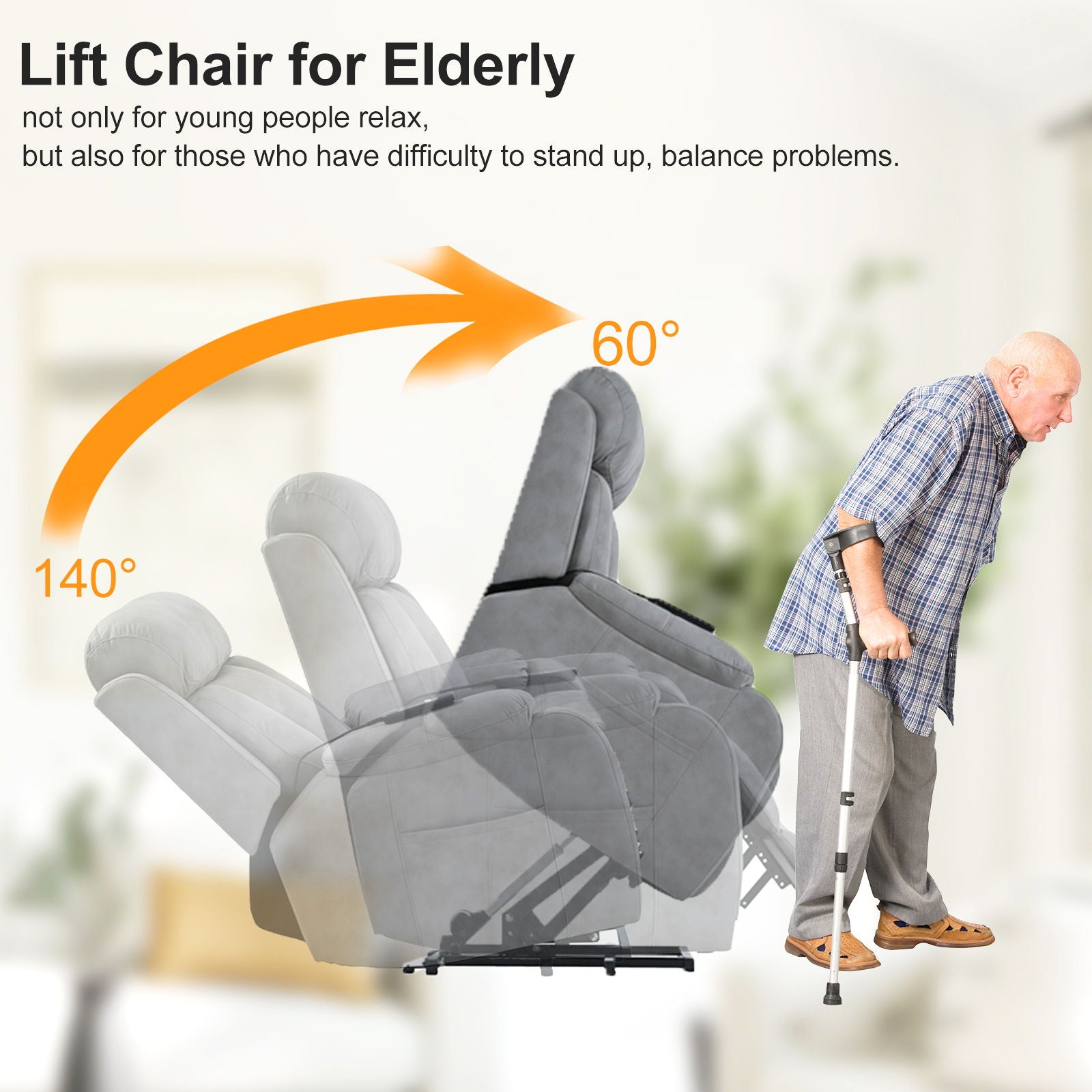 Lift Chair Recliner For Elderly Power Remote Control Recliner Sofa Relax Soft Chair Anti-Skid Australia Cashmere Fabric Furniture Living Room - Best Buy Furniture