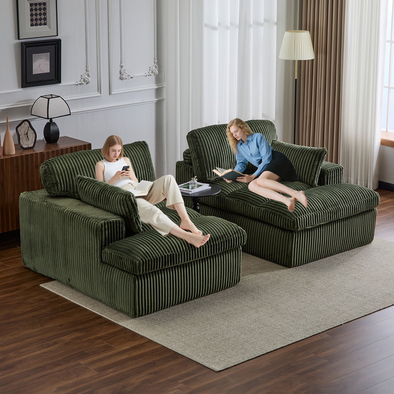 Double Chaise Lounge Chair, Oversized Upholstered Sleeper Cloud Couch - Best Buy Furniture