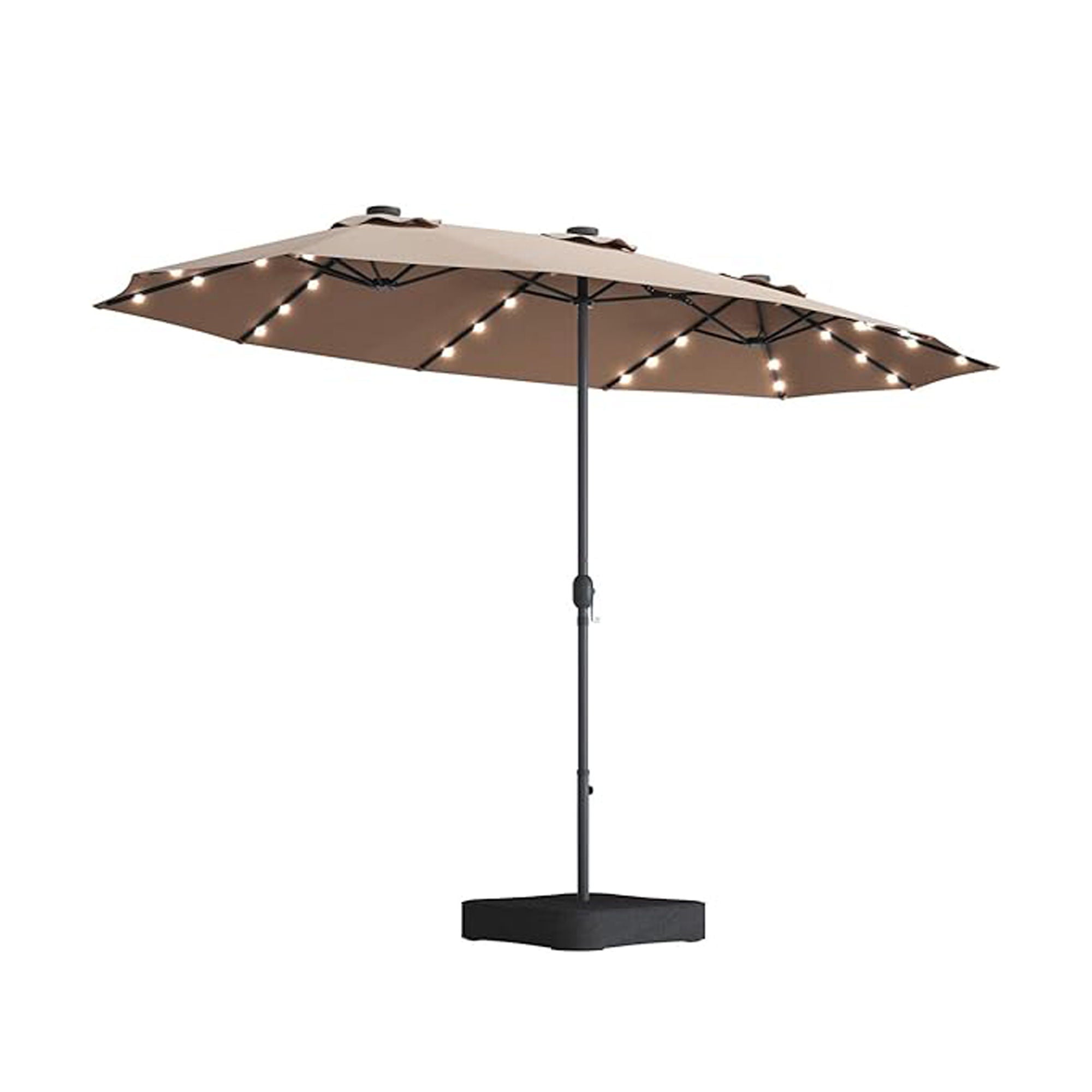 Double- Sided Outdoor Market Umbrella With Lights And Base - Best Buy Furniture