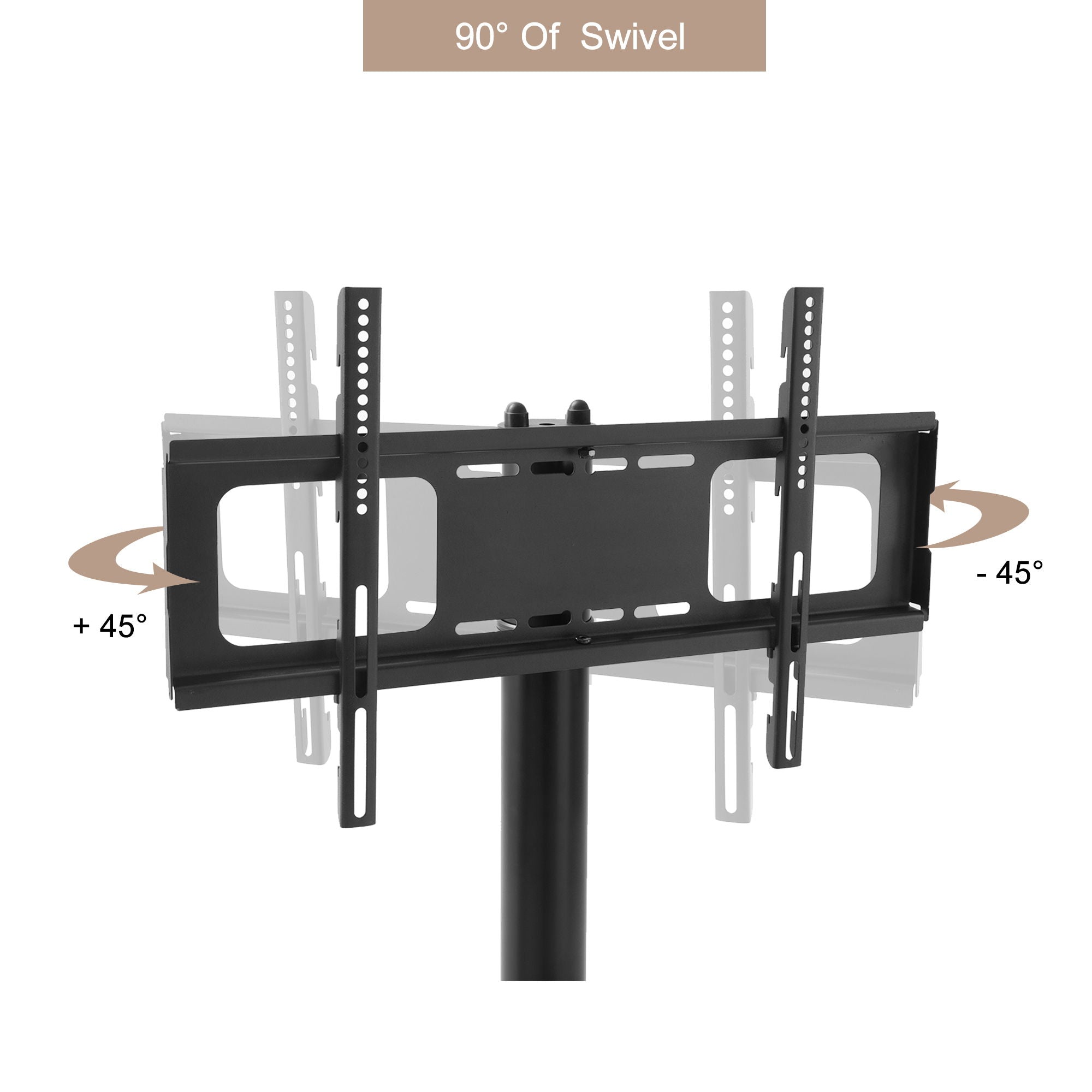 Height And Angle Adjustable Multi-Function Tempered Glass Metal Frame Floor With Lockable Wheels Mobile TV Stand, Lcd / Plasma TV Bracket 2 Tier Tempered Glass Shelves For Multiple Media Devices - Black - Best Buy Furniture