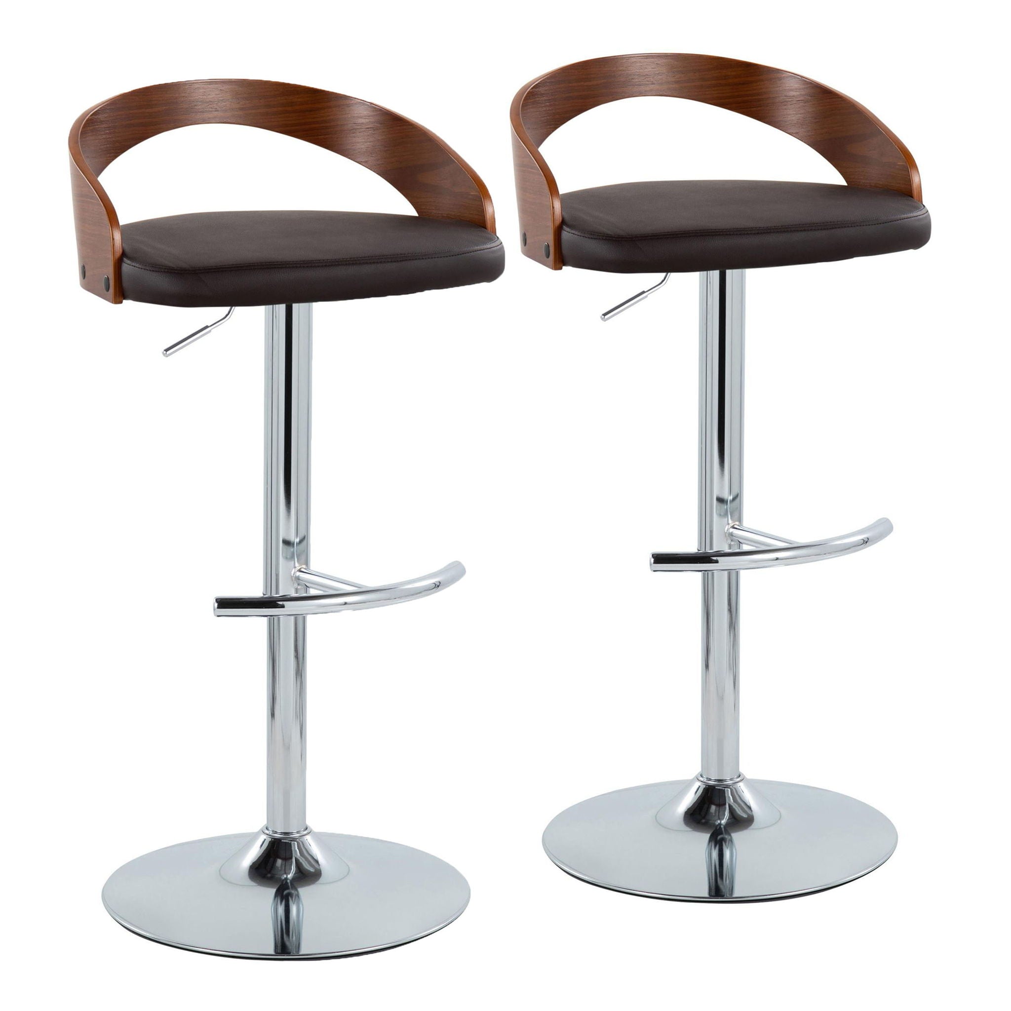Grotto - Contemporary Adjustable Barstool & Swivel With Rounded T Footrest (Set of 2) - Best Buy Furniture