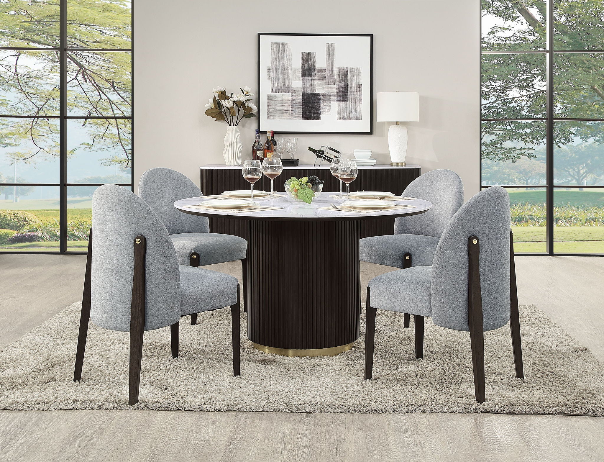 Clayten - Around Dining Table - Marble / Espresso - Best Buy Furniture