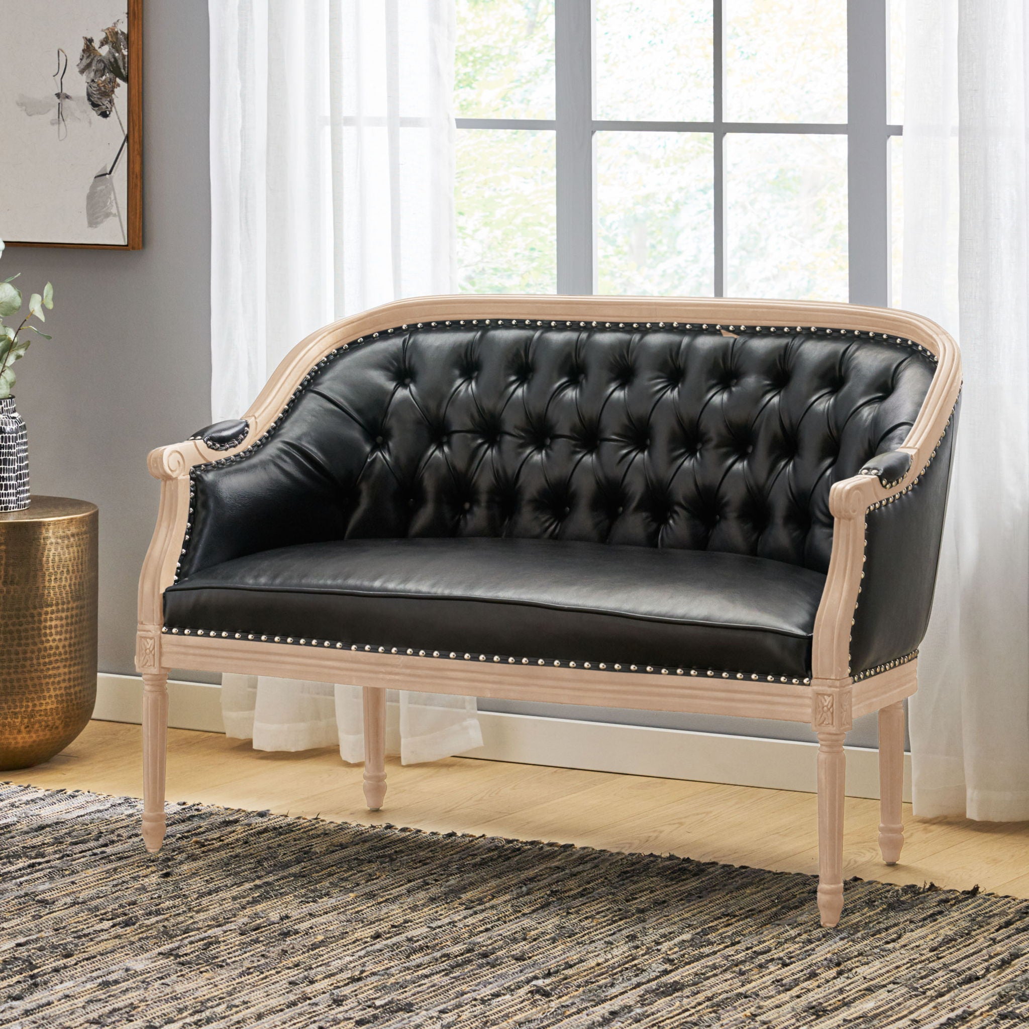 French Country Chesterfield Style Tufted Loveseat - Best Buy Furniture