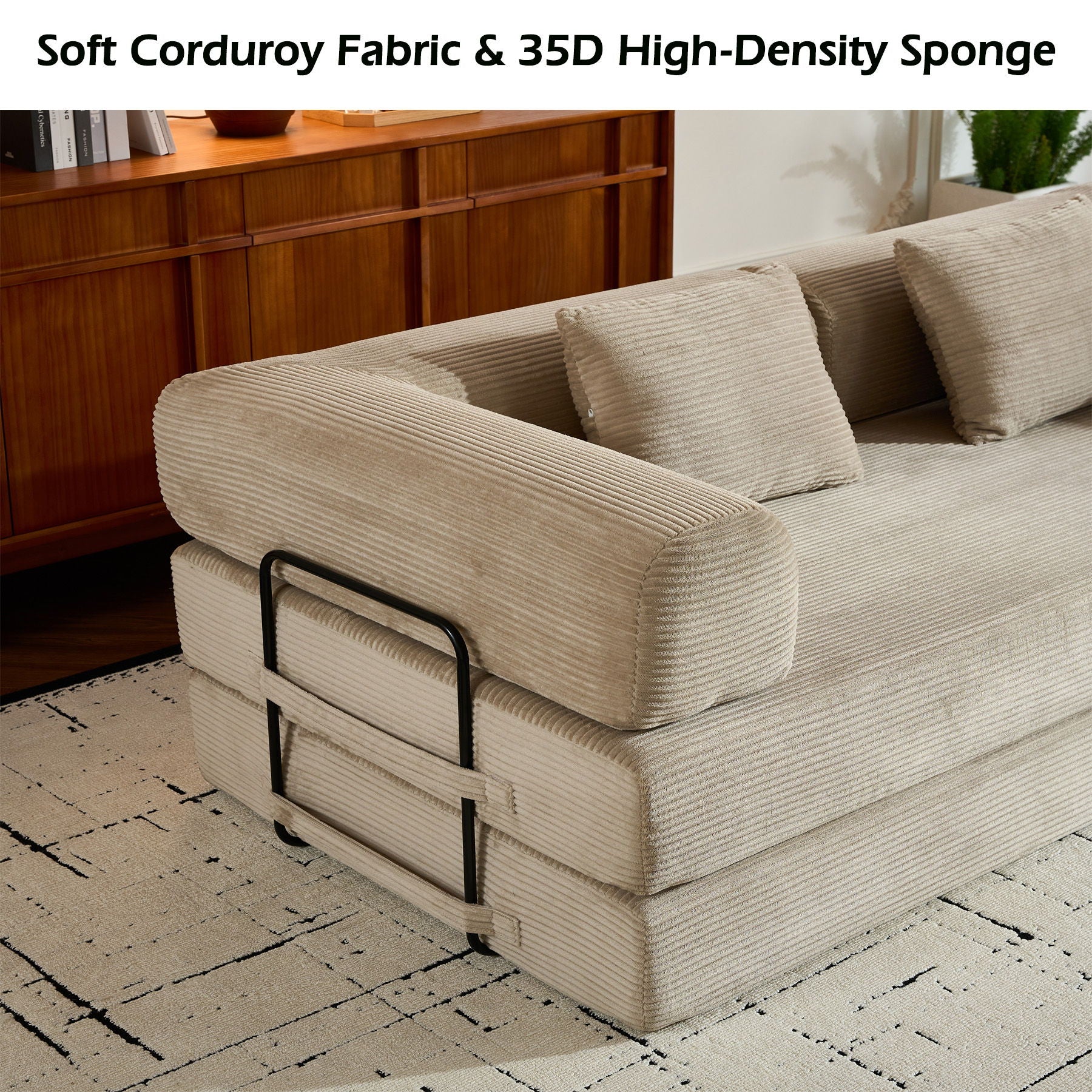 Convertible Sleeper Sofa Bed With Cylindrical Pillow, With Fixed Shape Frame - Best Buy Furniture