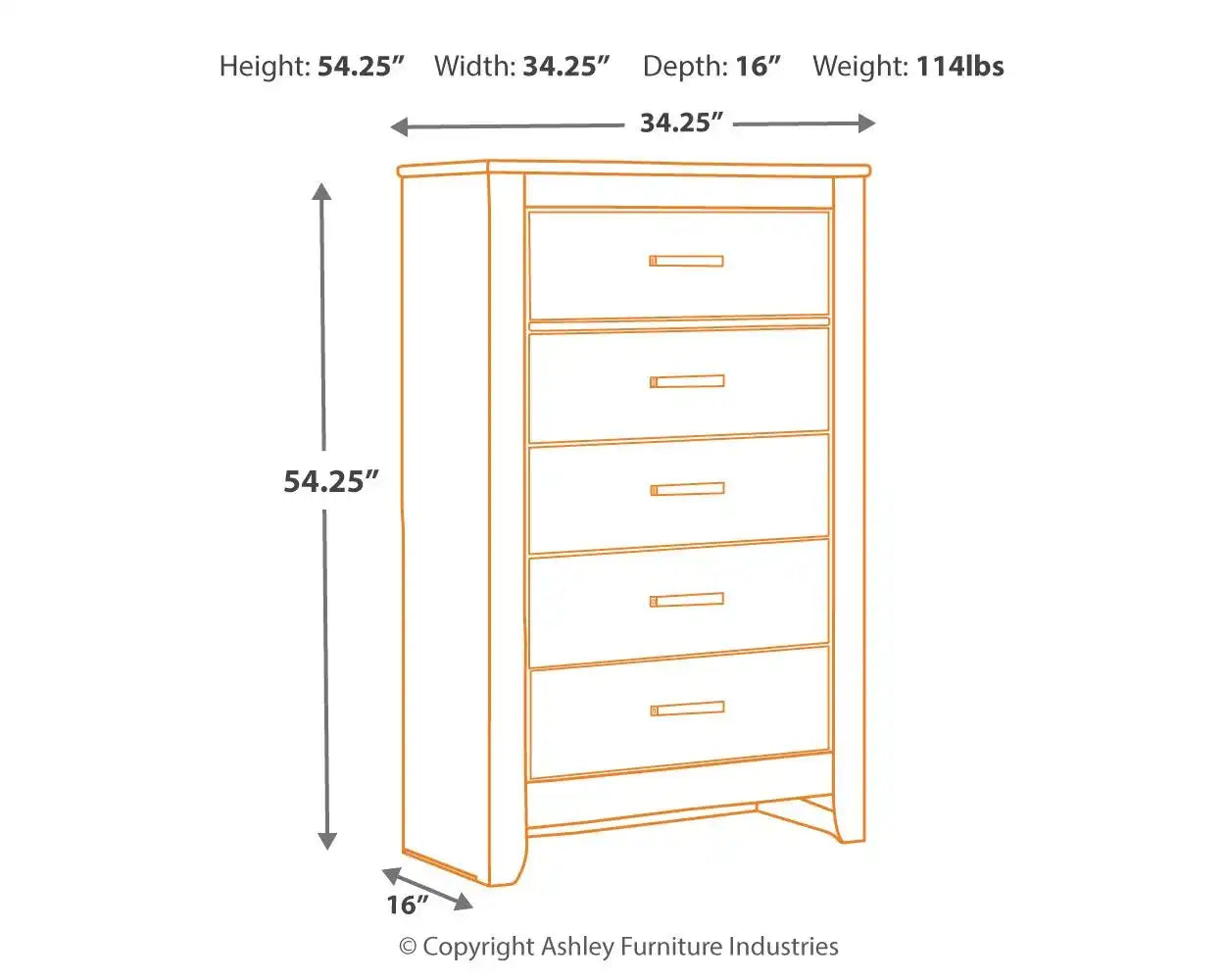 Brinxton - Five Drawer Chest - Charcoal - Best Buy Furniture