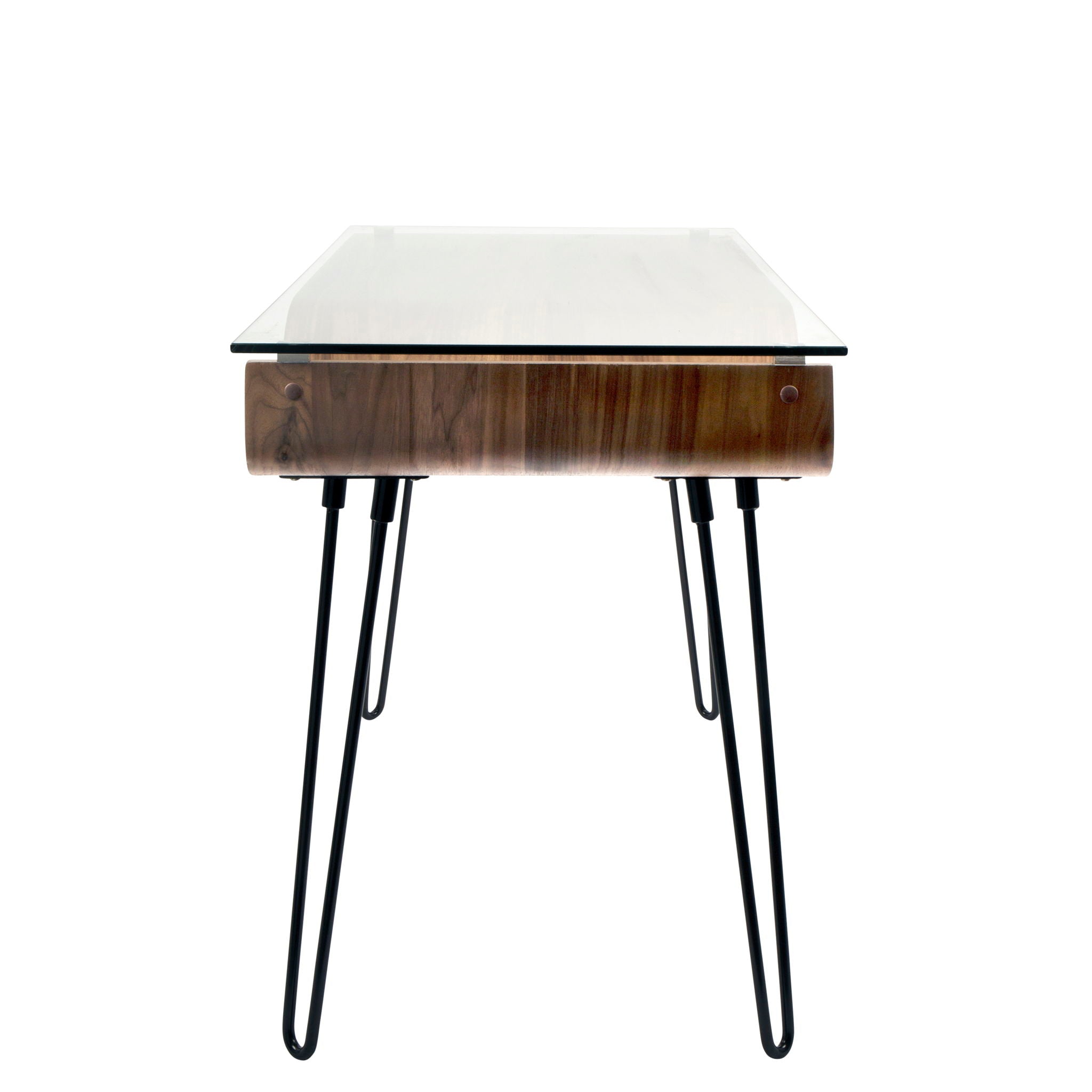 Avery - Mid-Century Modern Desk - Walnut / Clear / Black - Best Buy Furniture