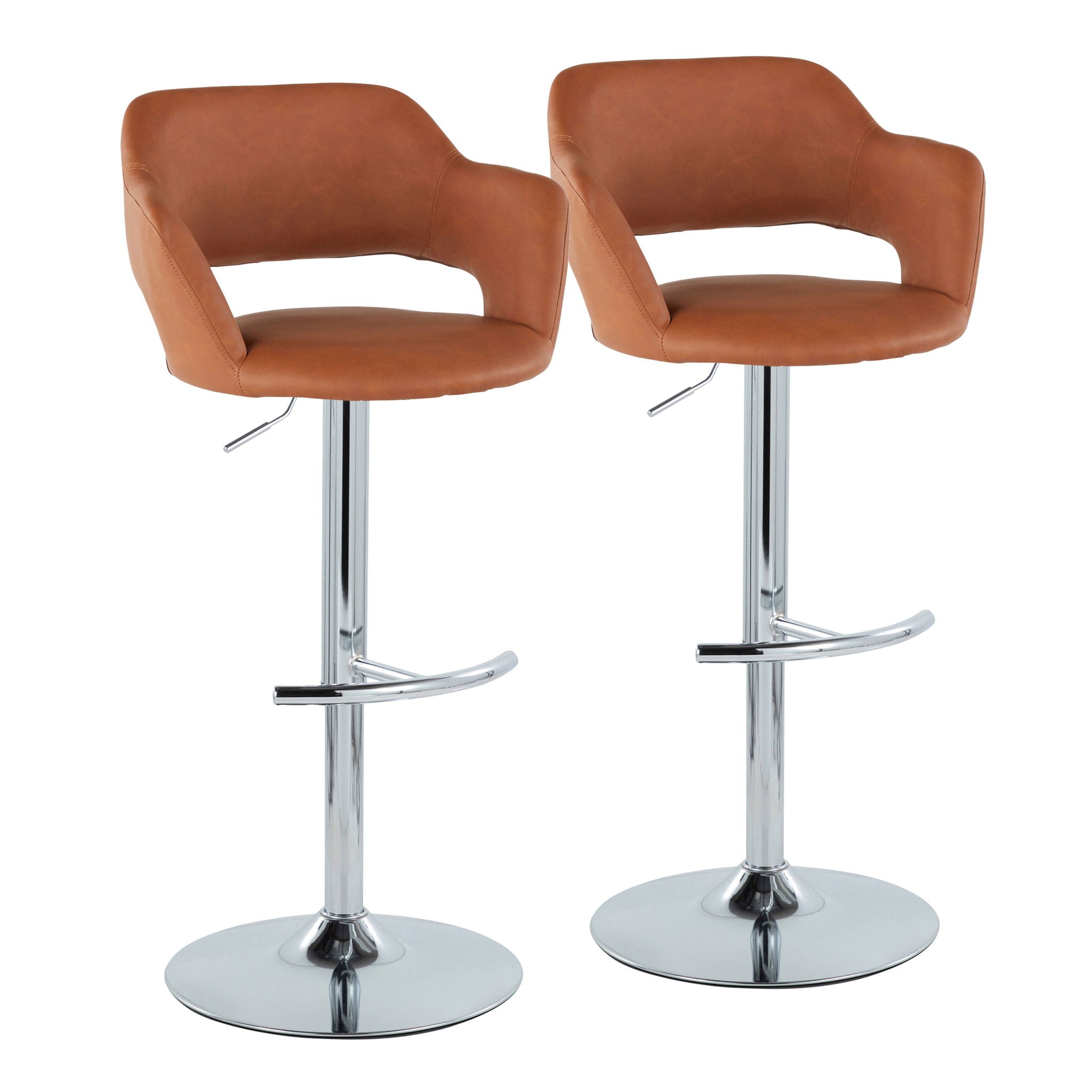 Margarite - Contemporary Ajustable Barstool With Swivel With Rounded T Footrest (Set of 2) - Best Buy Furniture