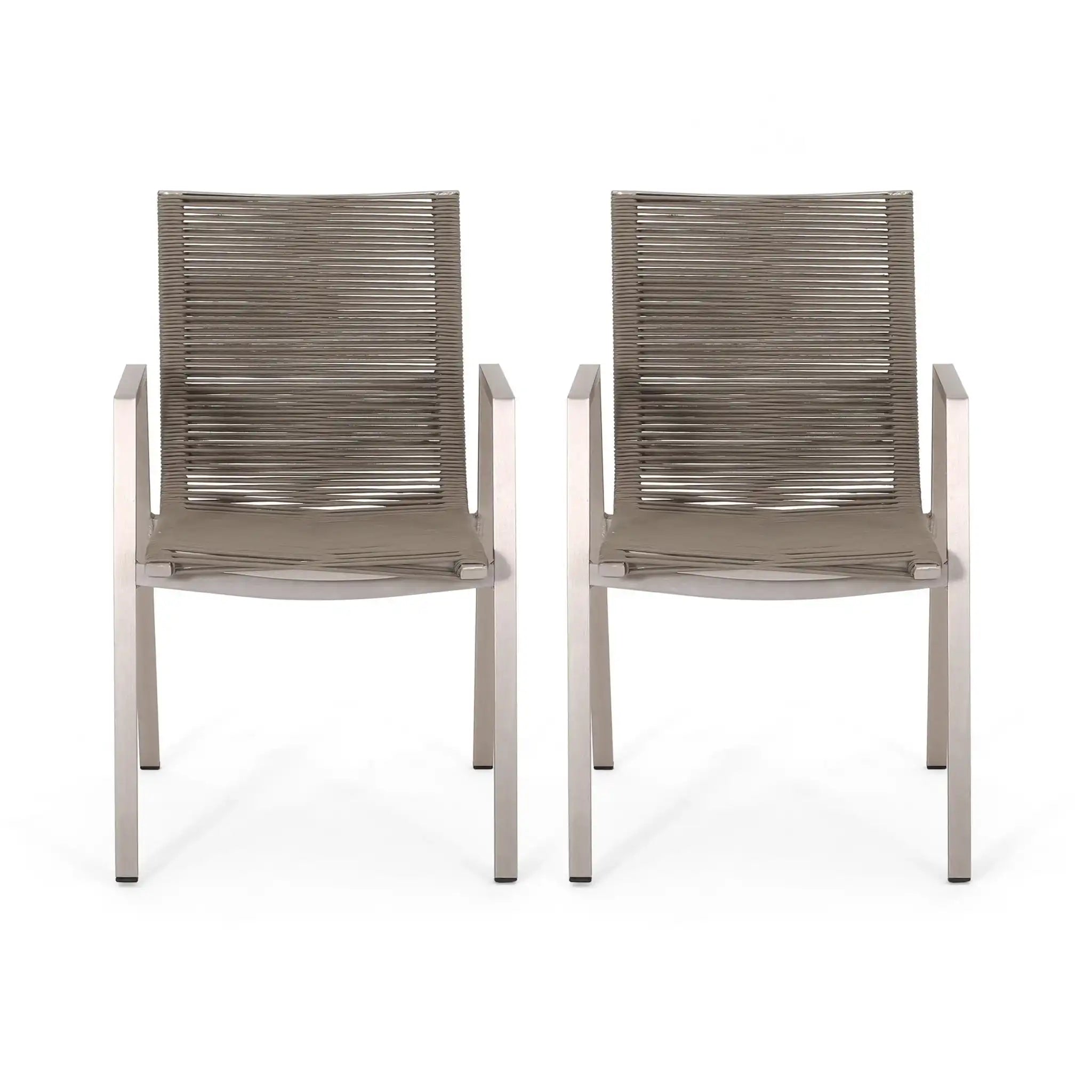 Outdoor Modern Aluminum Dining Chair Set With Rope Sea (Set of 2) - Best Buy Furniture