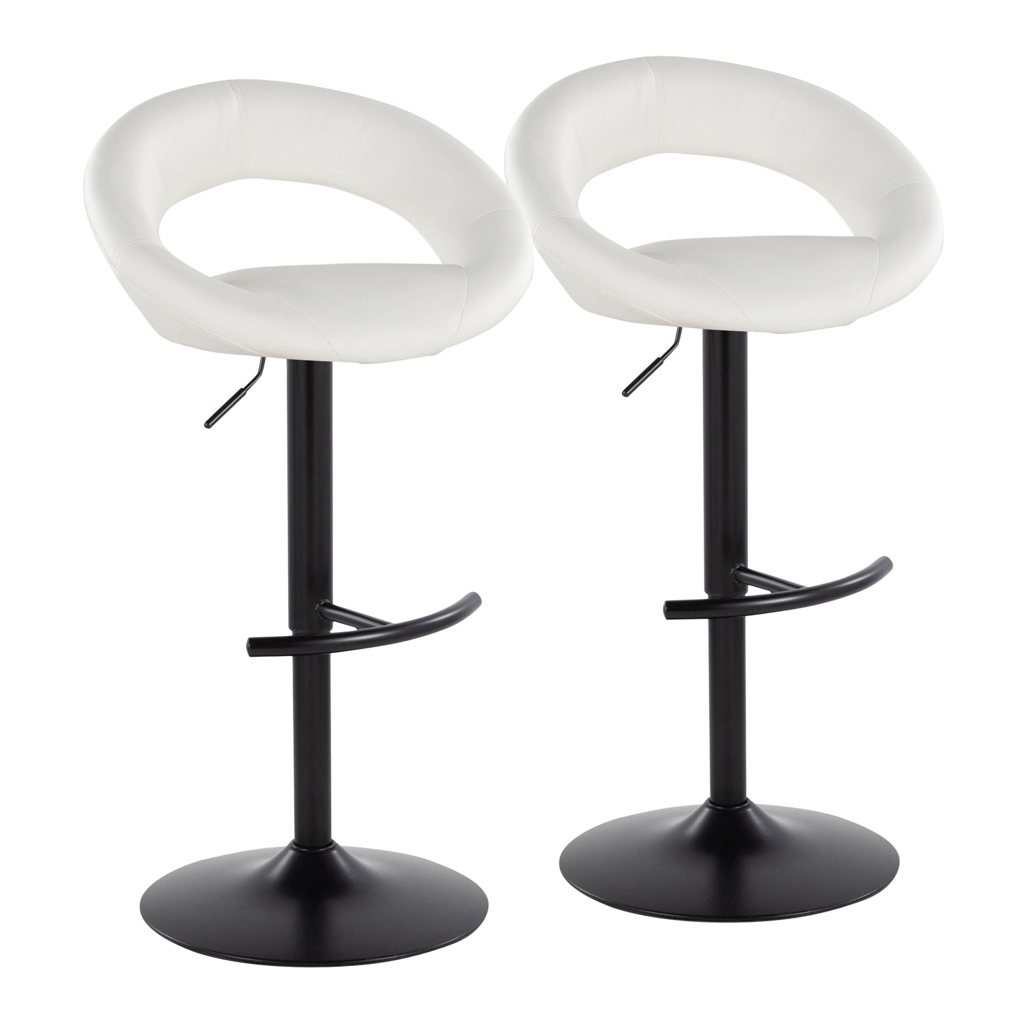 Posh - Contemporary Adjustable Barstool With Swivel & Rounded T Footrest (Set of 2) - Best Buy Furniture