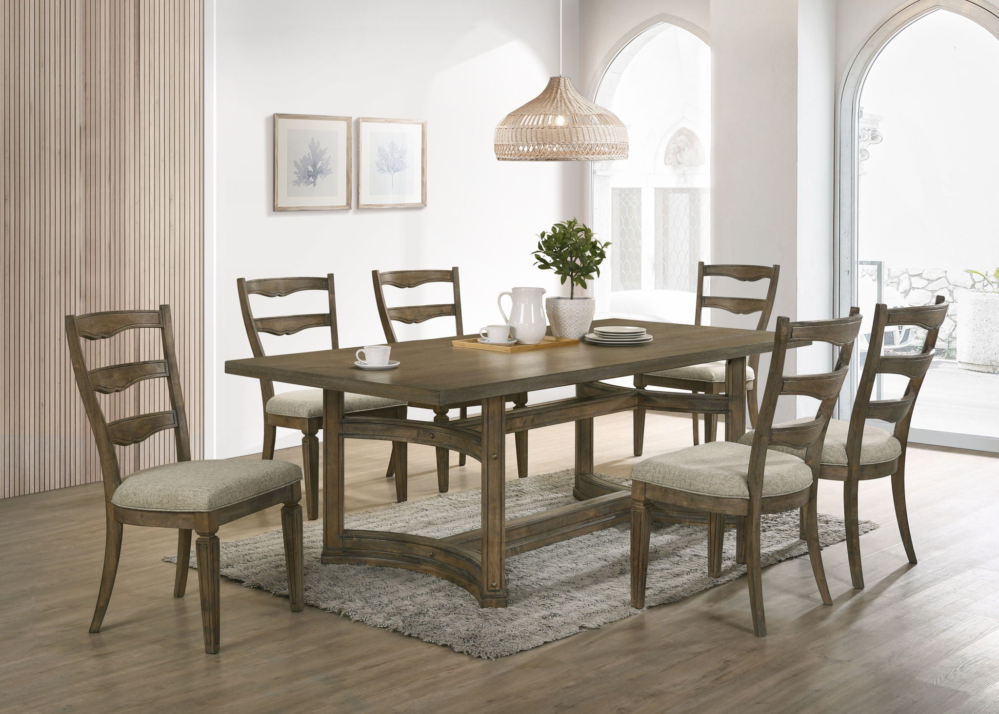 Parfield - 7 Pieces Dining Room Set - Light Brown / Oak - Best Buy Furniture