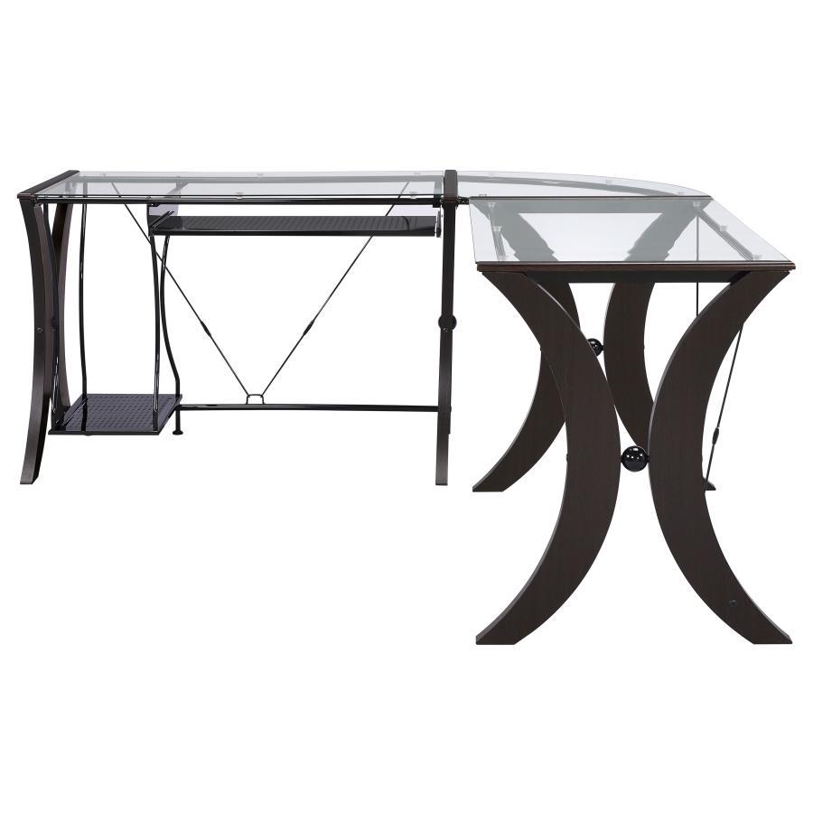 Monterey - Glass Top L-Shape Computer Desk - Cappuccino - Best Buy Furniture