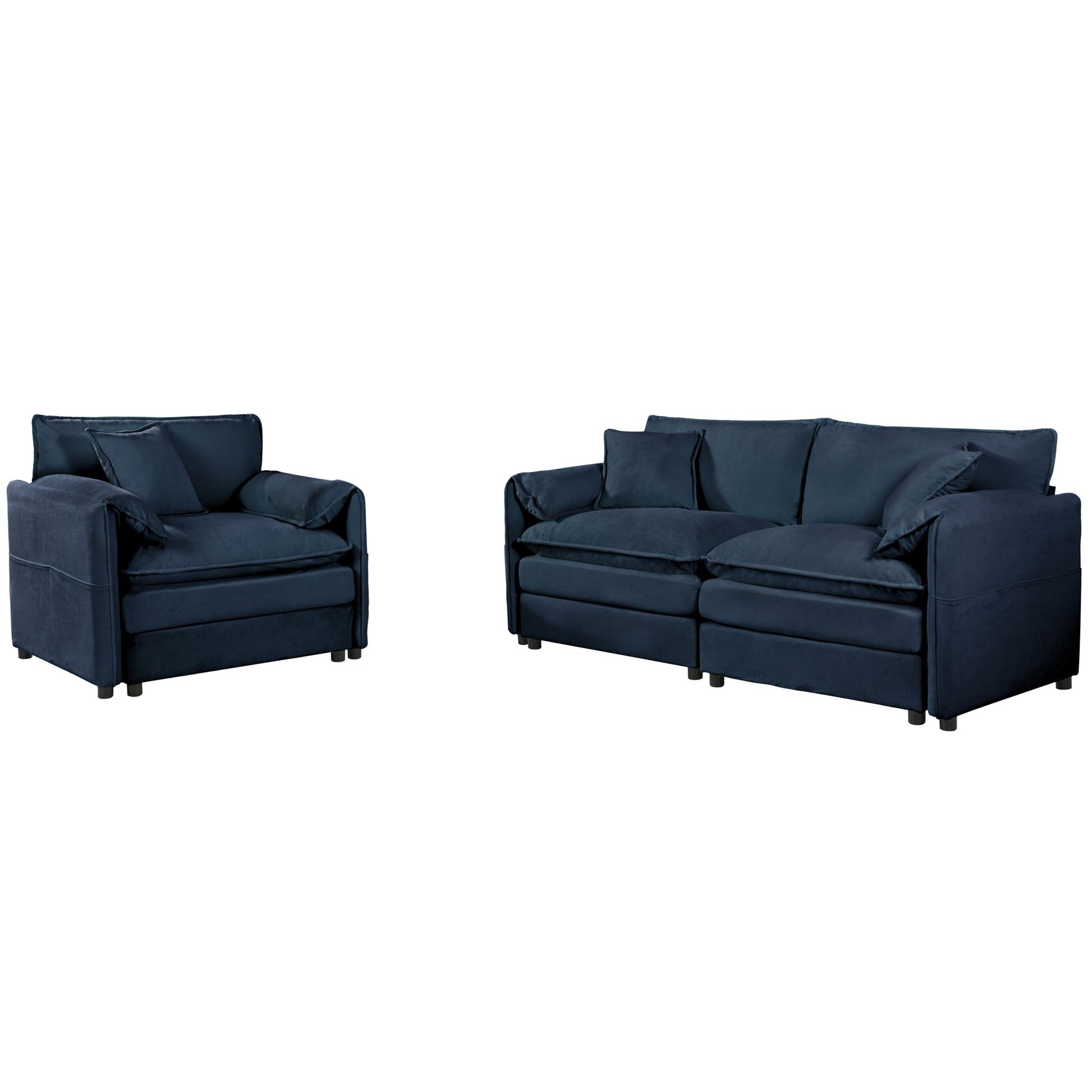 Modern Upholstered Chenille Loveseat And Armchair Set With Pillows - Best Buy Furniture