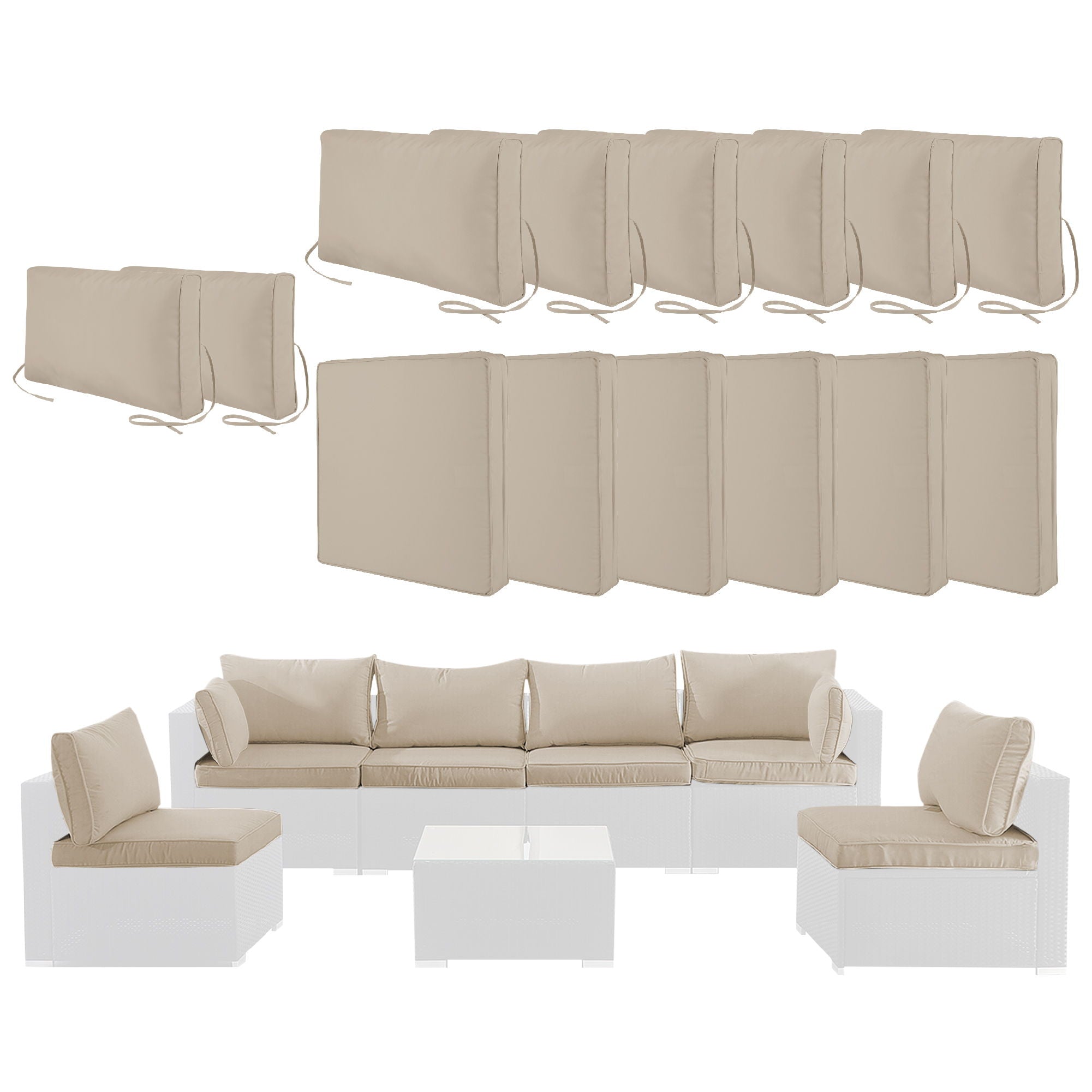 Cushion Covers For 7 Piece Wicker Sectional Sofa, 14 Pack Seat And Back Slipcovers With Zipper - Best Buy Furniture