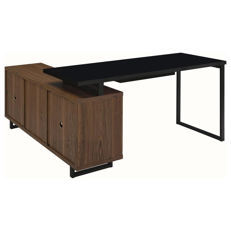Maddox - L-Shape Office Computer Desk - Black - Best Buy Furniture