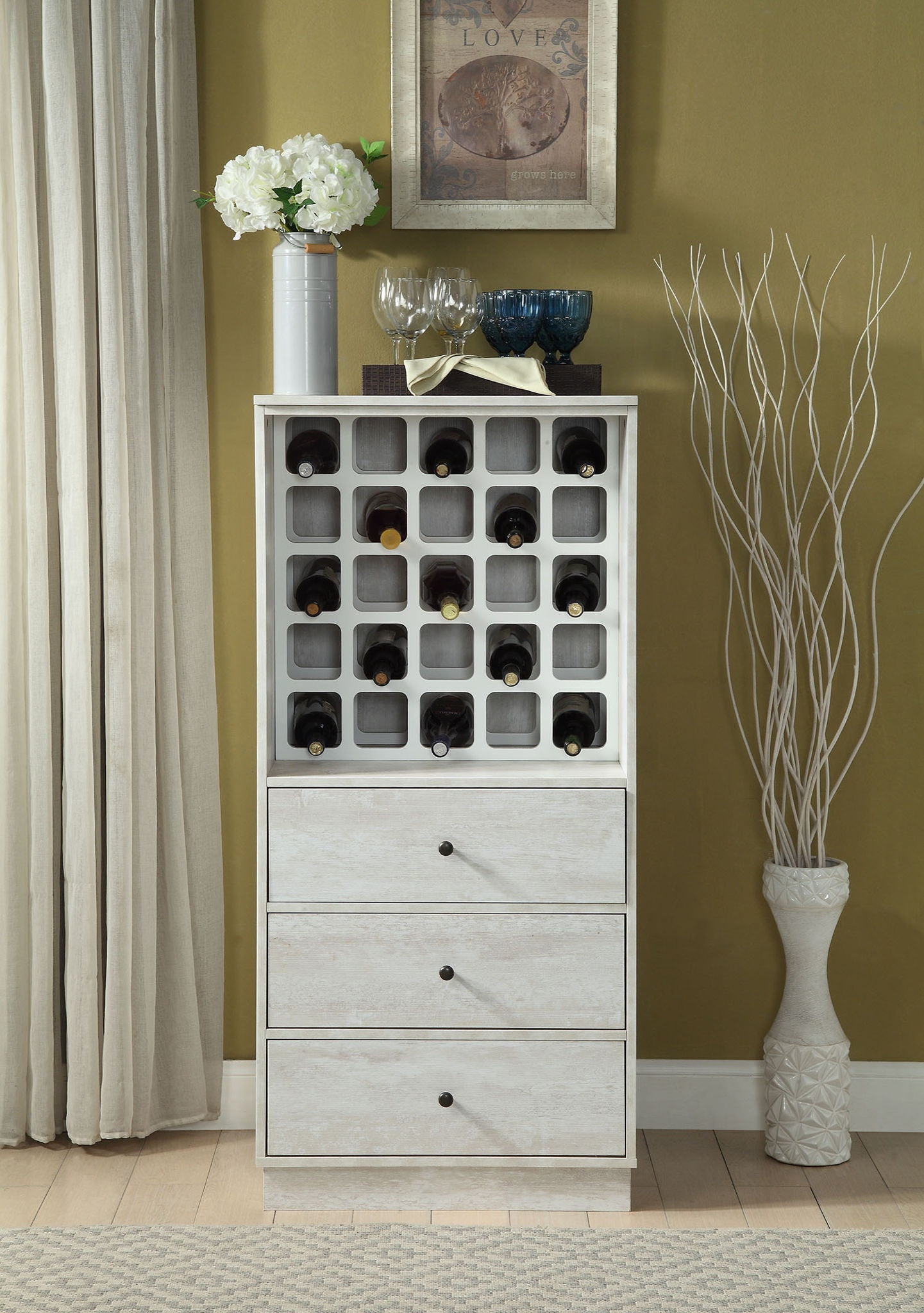 Wiesta - Wine Cabinet - Antique White - Best Buy Furniture