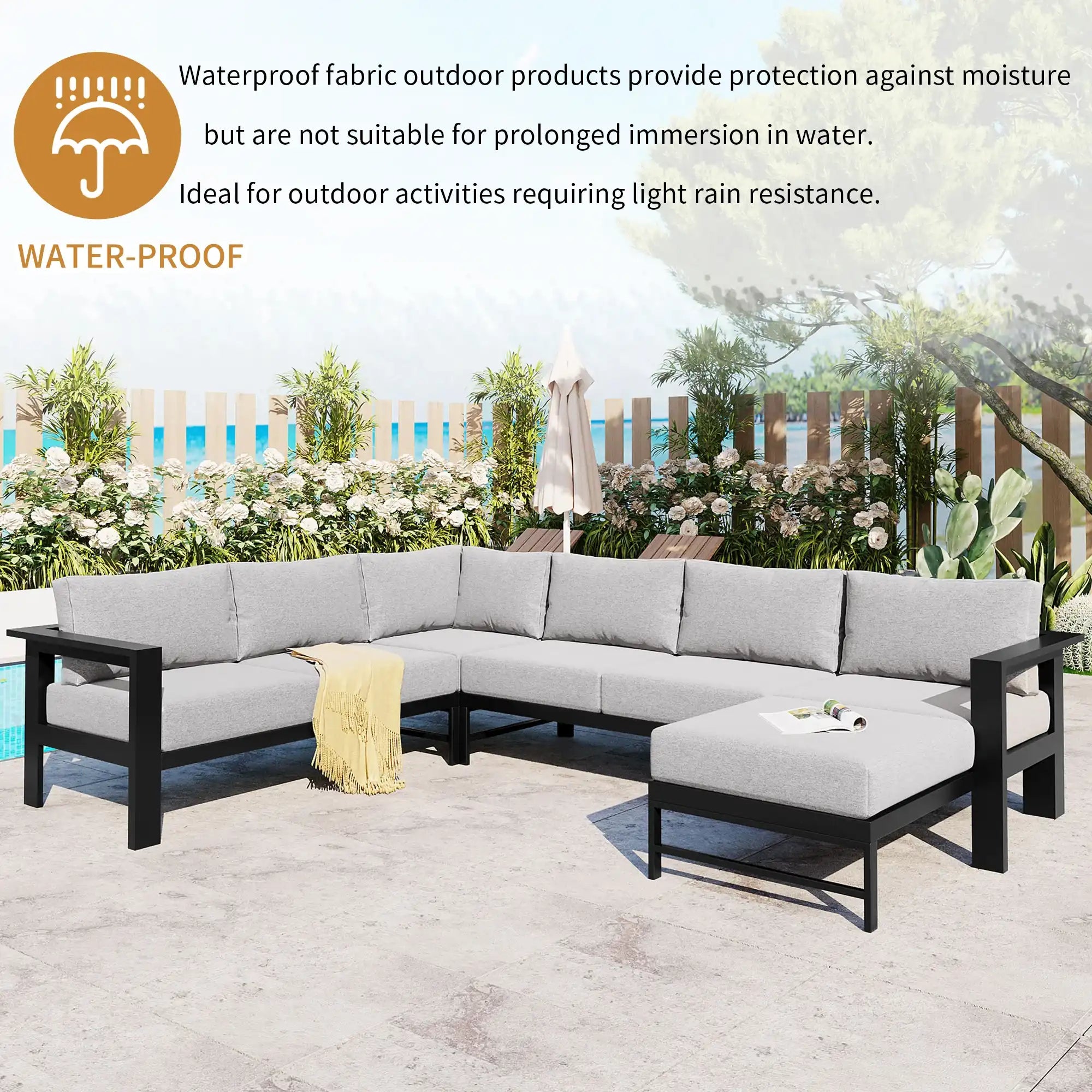 U-shaped multi-person outdoor sofa set, suitable for gardens, backyards, and balconies. - Best Buy Furniture