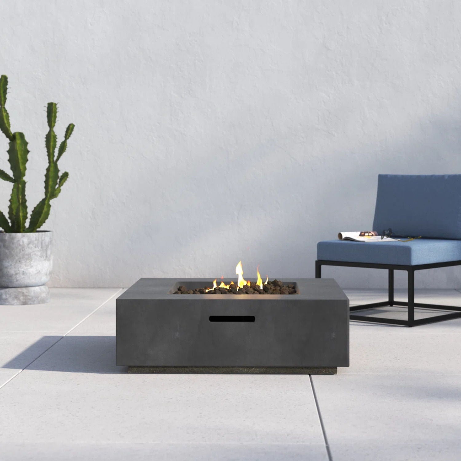 Outdoor Handcrafted Fire Pit Table - Charcoal - Best Buy Furniture