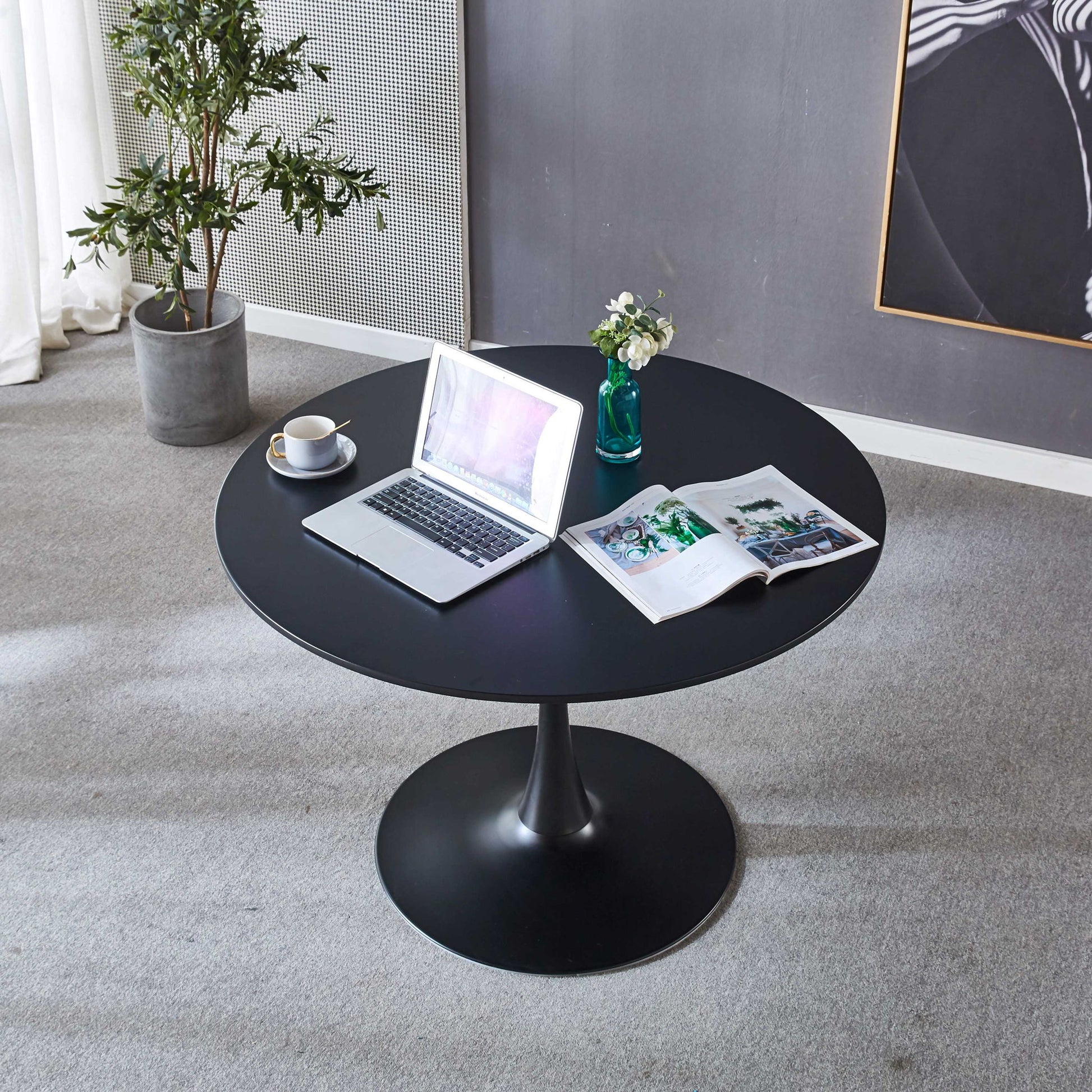 Tulip Table Mid-Century Dining Table With Round MDF Table Top, Pedestal Dining Table, End Table Leisure Coffee Table - Best Buy Furniture