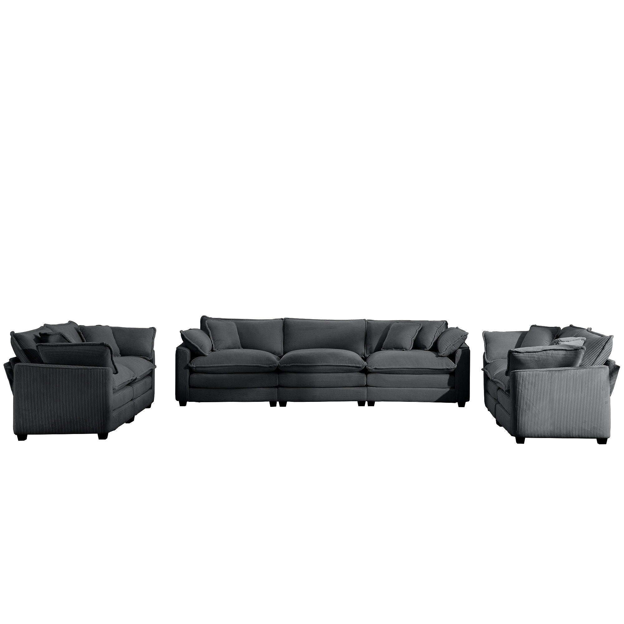 Elegant Corduroy Oversized Sectional Sofa Set With Deep Seats And Flexible Layout - Best Buy Furniture