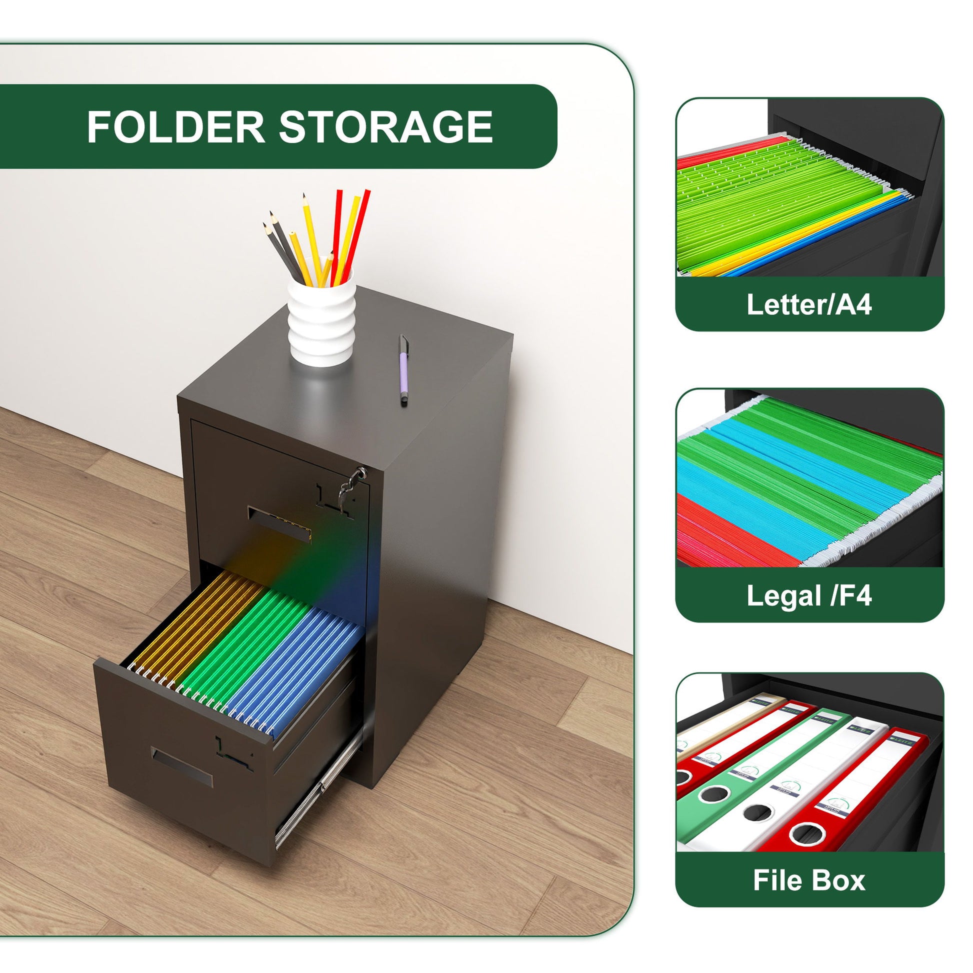 Modern Drawer Metal Vertical File Cabinet With Lock And Card Slot For Office - Best Buy Furniture