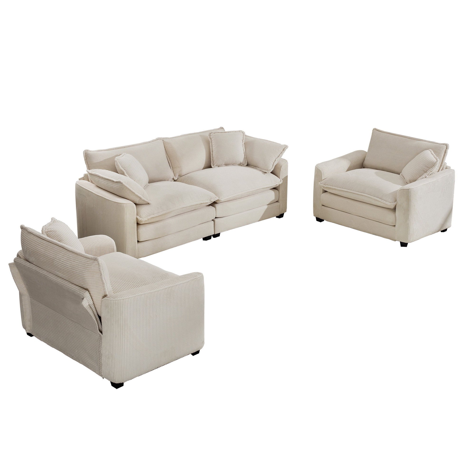Elegant Corduroy Oversized Sectional Sofa Set With Deep Seats And Flexible Layout - Best Buy Furniture