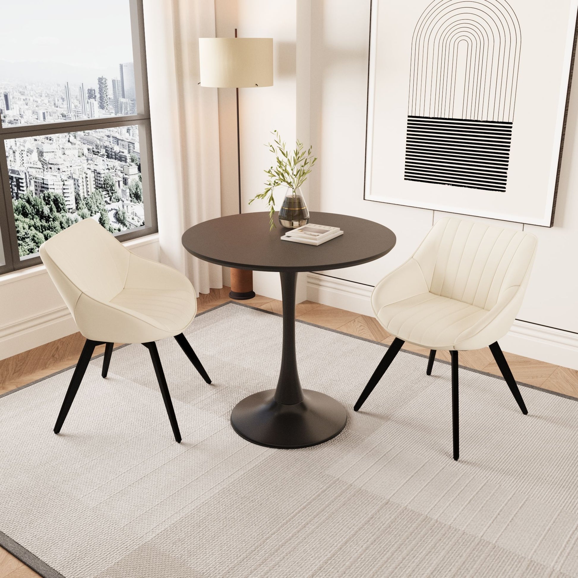 Round Dining Table Set With Tulip Design And 2 Chairs - Best Buy Furniture