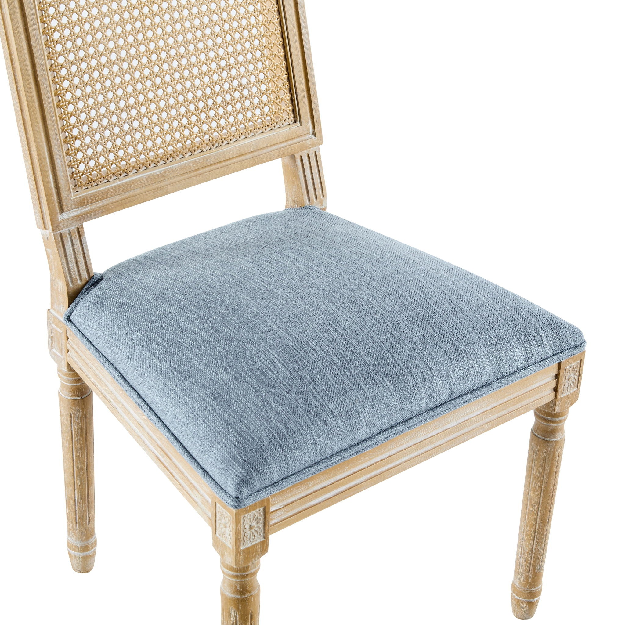 French Country Dining Chair With Rectangular Cane Backrest And Smooth Upholstered Seating - Best Buy Furniture