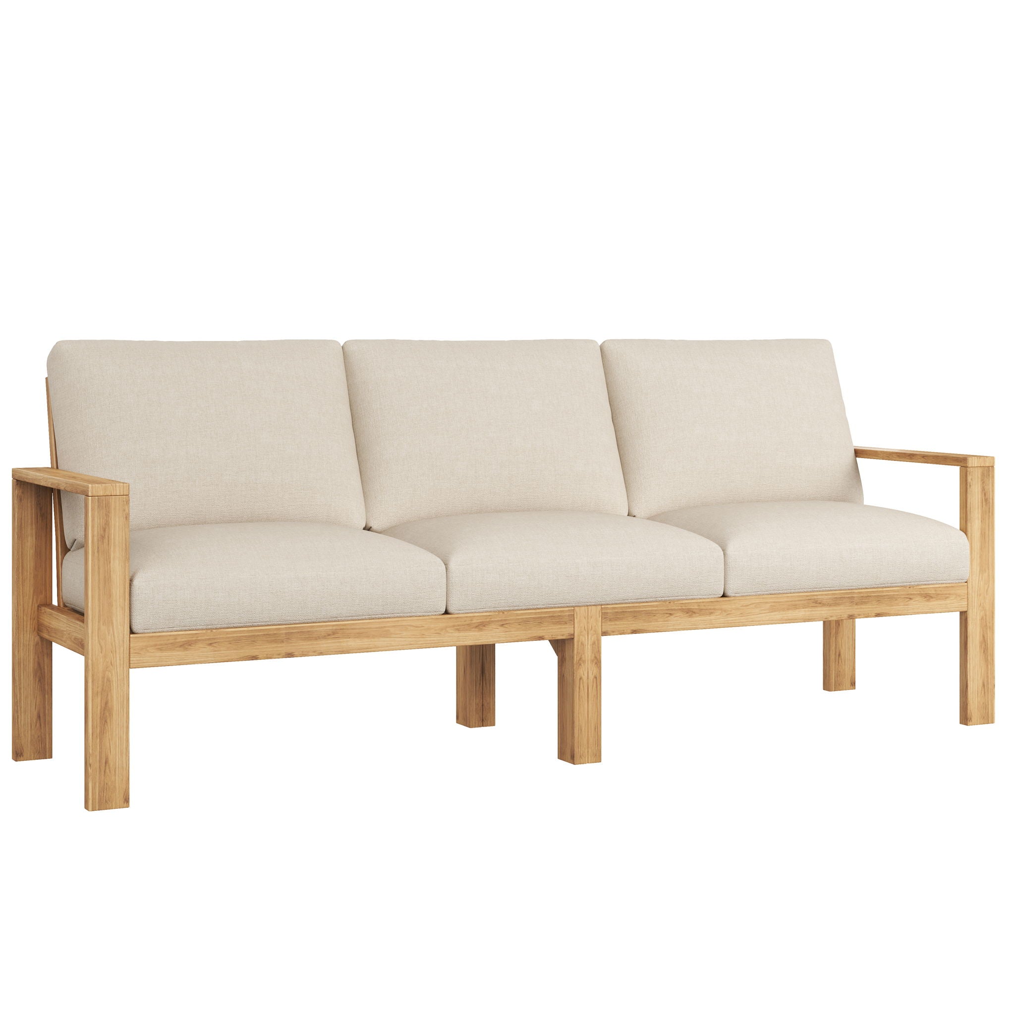 Outdoor 4 Pieces Acacia Sectional Patio Sofa Set - Light Gray / Teak - Best Buy Furniture