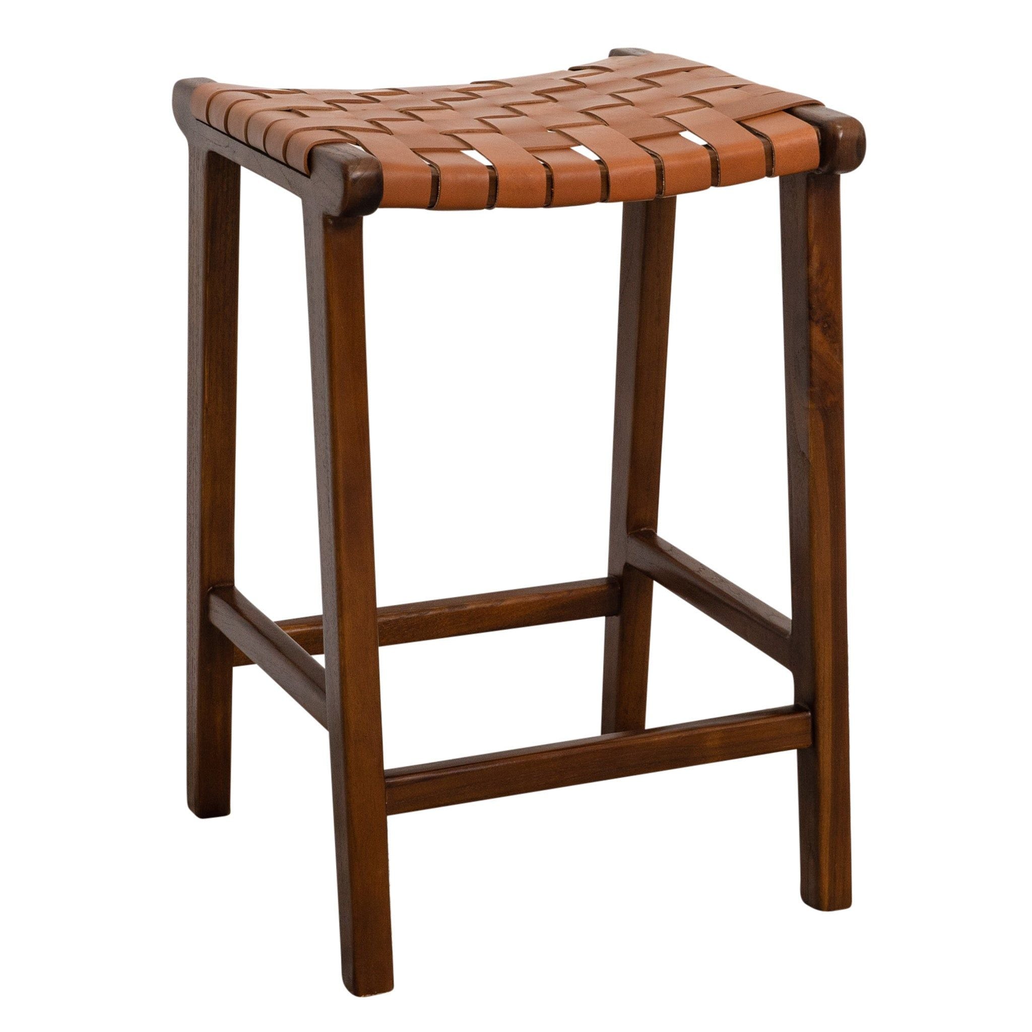 James - Mid-Century Modern Genuine Leather Counter Stool - Best Buy Furniture