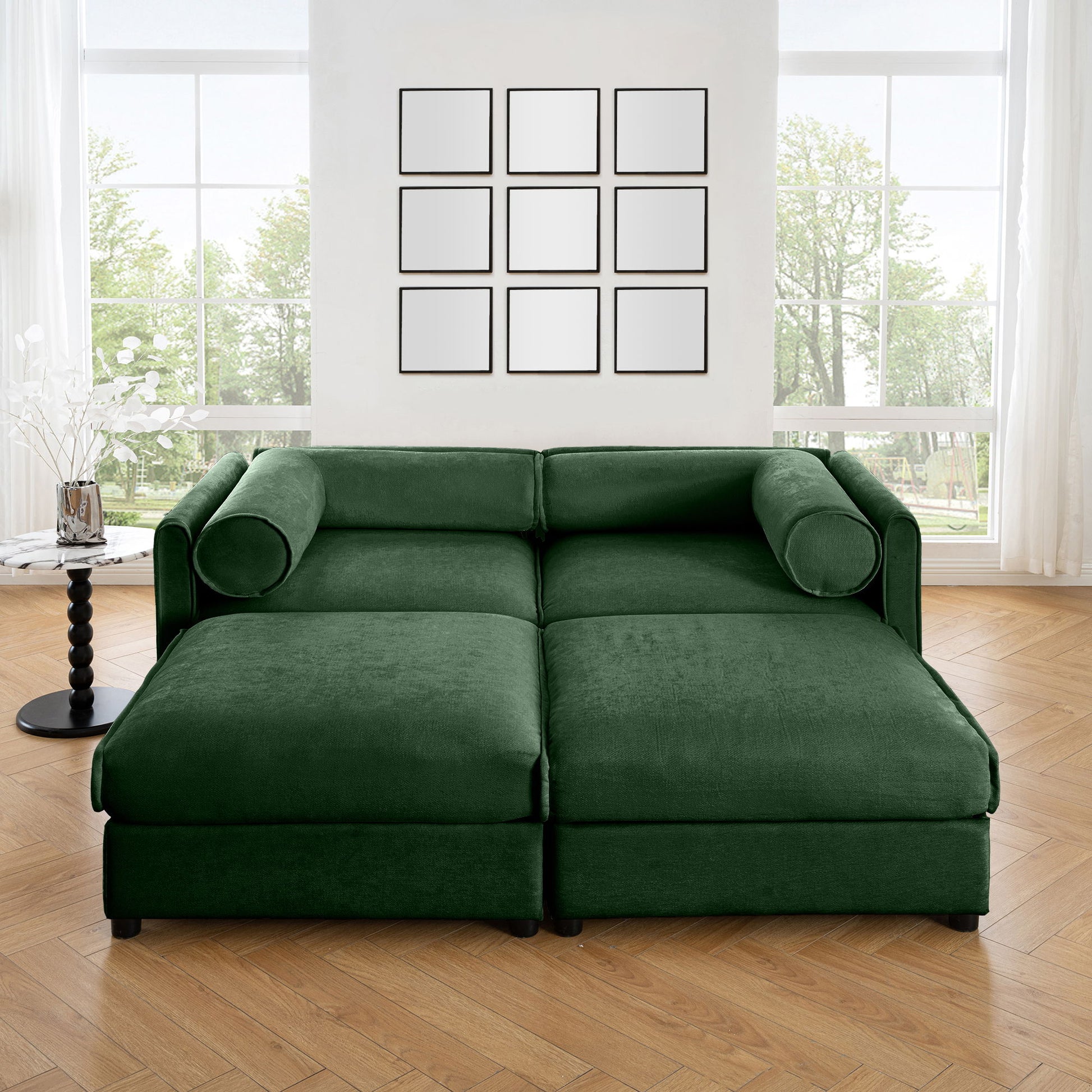 Contemporary Elegant White Chenille Sofa With Storage And Ottoman - Best Buy Furniture