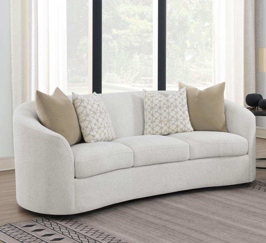 Rainn - Boucle Upholstered Sloped Arm Sofa - Latte - Best Buy Furniture