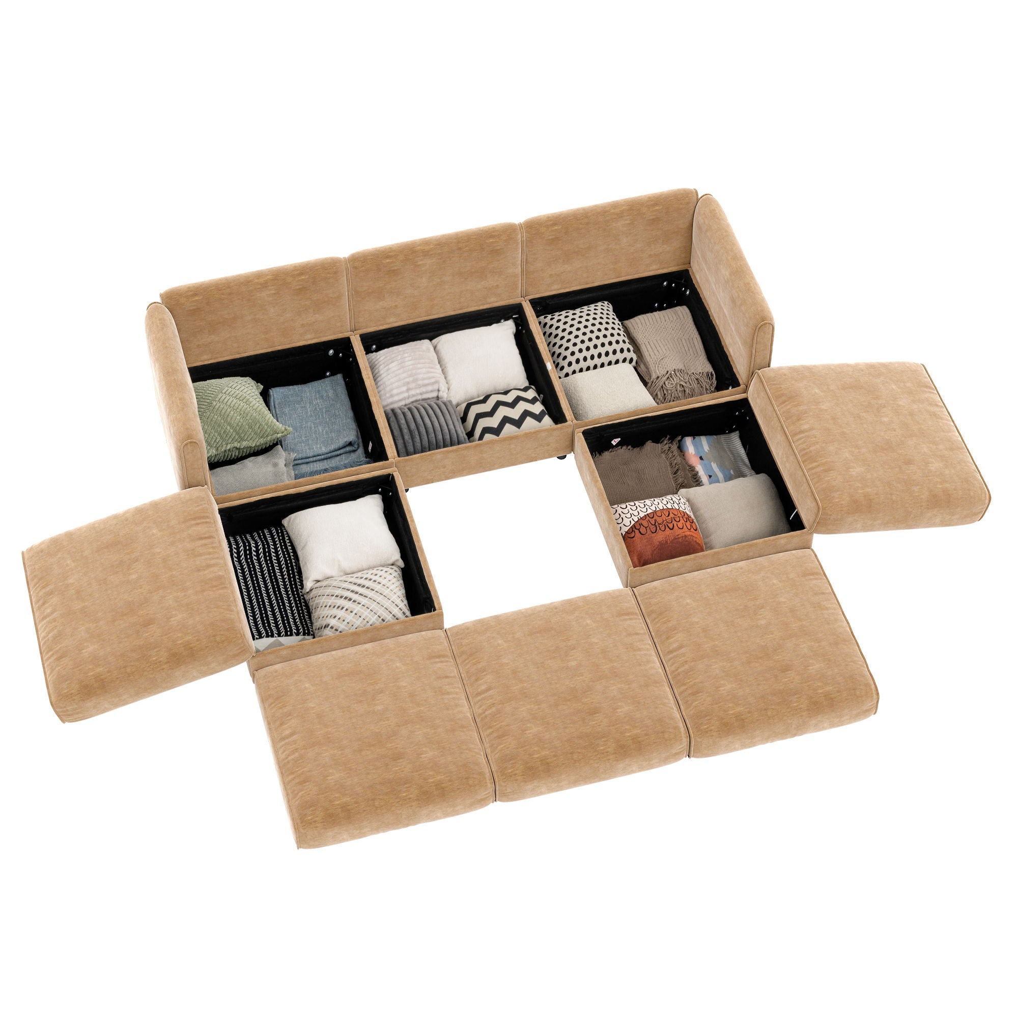 Contemporary Elegant White Chenille Sofa With Storage And Ottoman - Best Buy Furniture