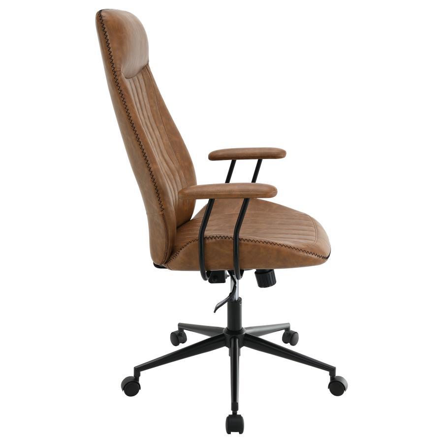 Ranger - Upholstered Adjustable Home Office Desk Chair - Brown - Best Buy Furniture