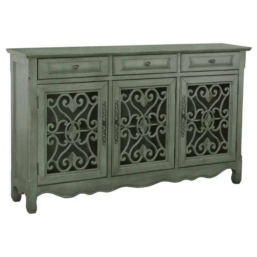 Madeline - 3-Drawer Scrollwork Accent Cabinet - Antique Green - Best Buy Furniture