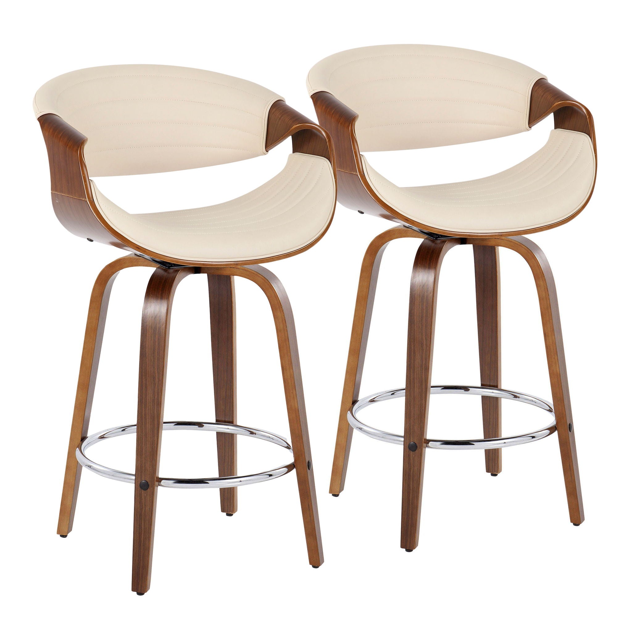 Symphony - Mid Century Modern Fixed Height Counter Stool & Swivel With Round Footrest (Set of 2) - Best Buy Furniture