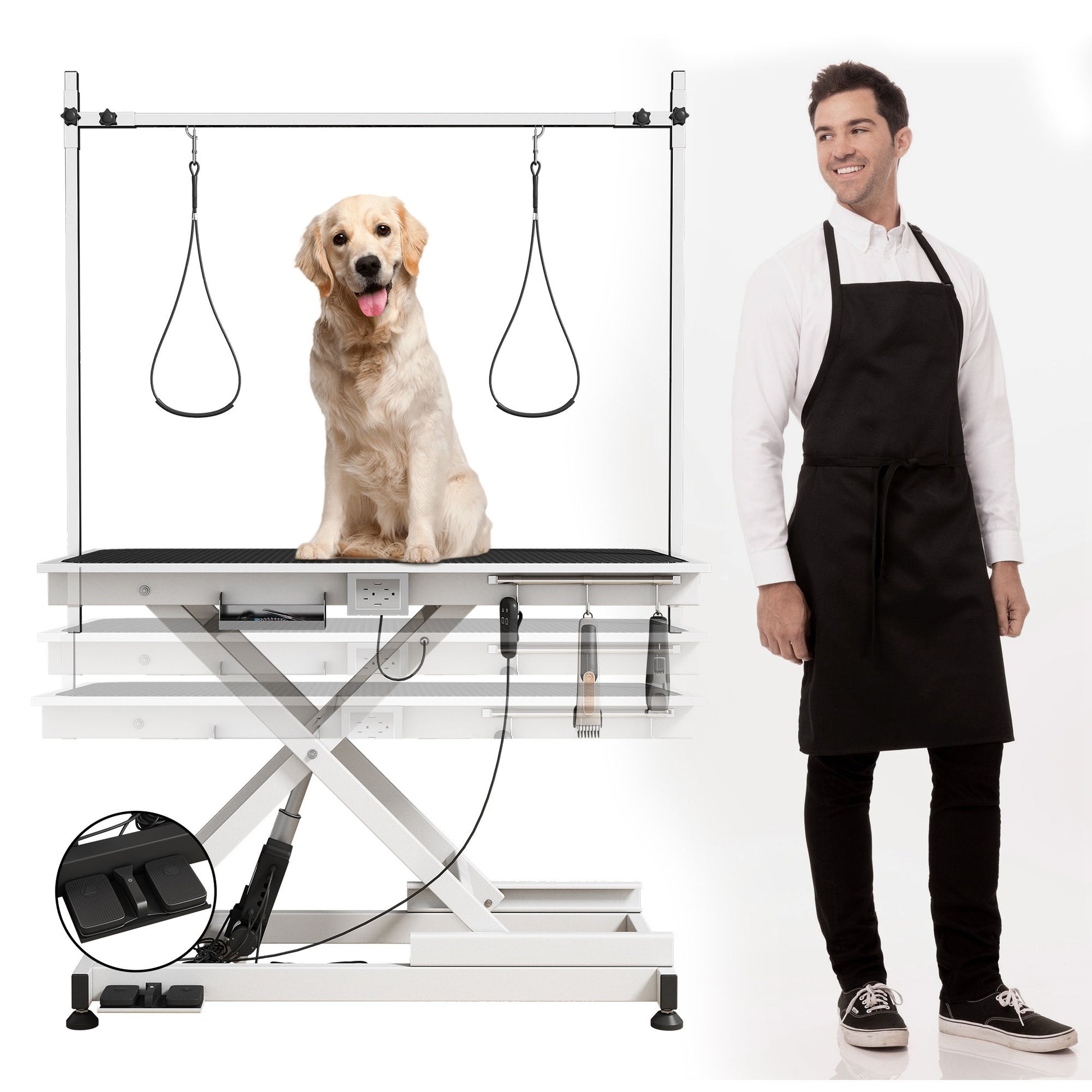 Super Deluxe Electric Pet Grooming Table, 110V / 220V Professional Groomer Recommend Adjustable Height - Best Buy Furniture