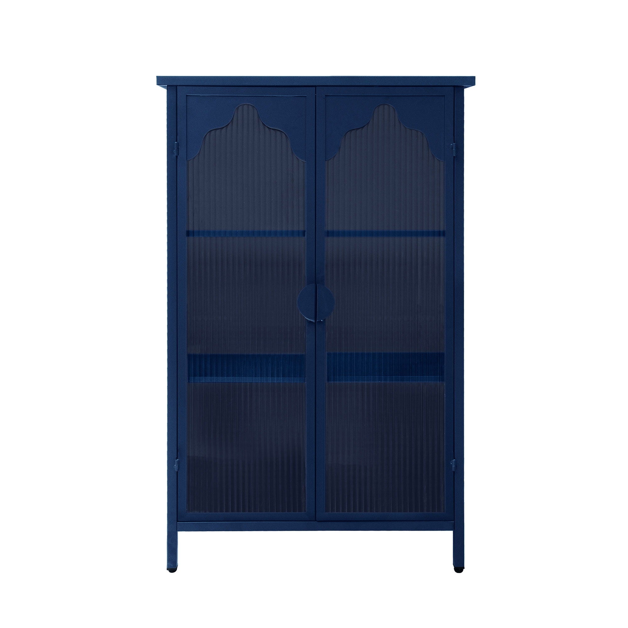 2 Doors Metal Storage Cabinet Display Cabinet With Glass Doors Metal Kitchen Sideboard Buffet Cabinet Glass Storage Cabinet For Dining Room Living Room Bedroom - Dark Blue - Best Buy Furniture