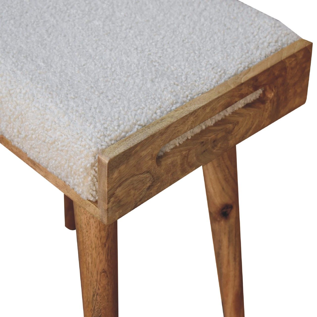Boucle Tray Style Footstool - Cream - Best Buy Furniture