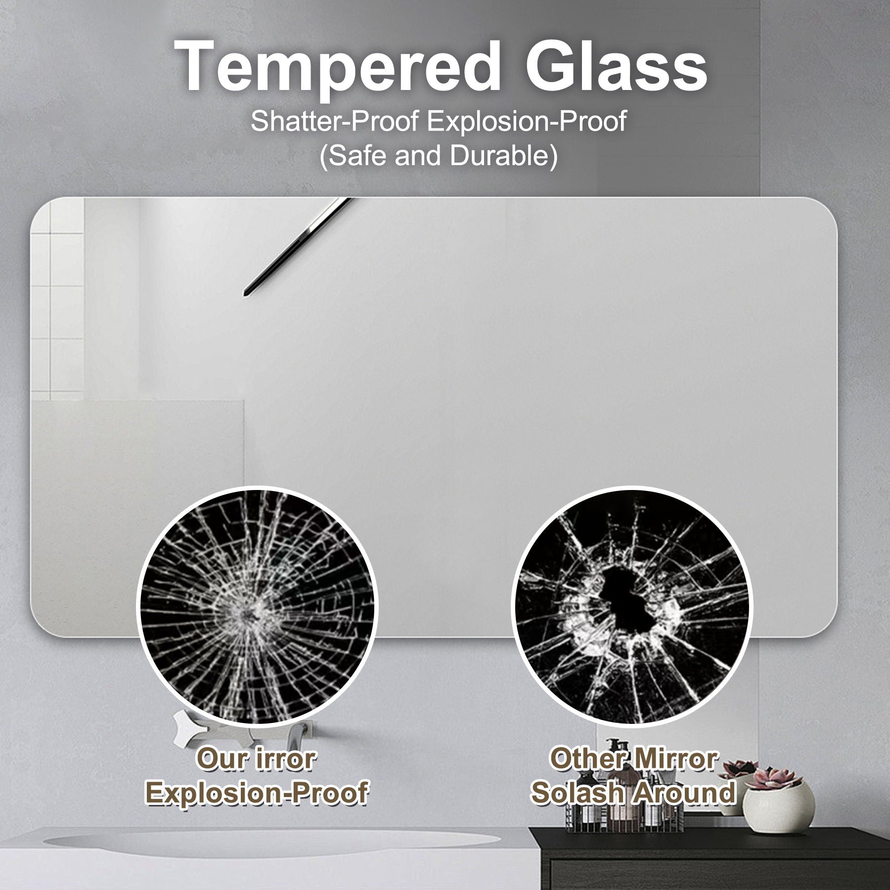 Bathroom Vanity Mirror, Wall Mounted Mirror For Bathroom Anti-Fog Waterproof - Clear - Best Buy Furniture