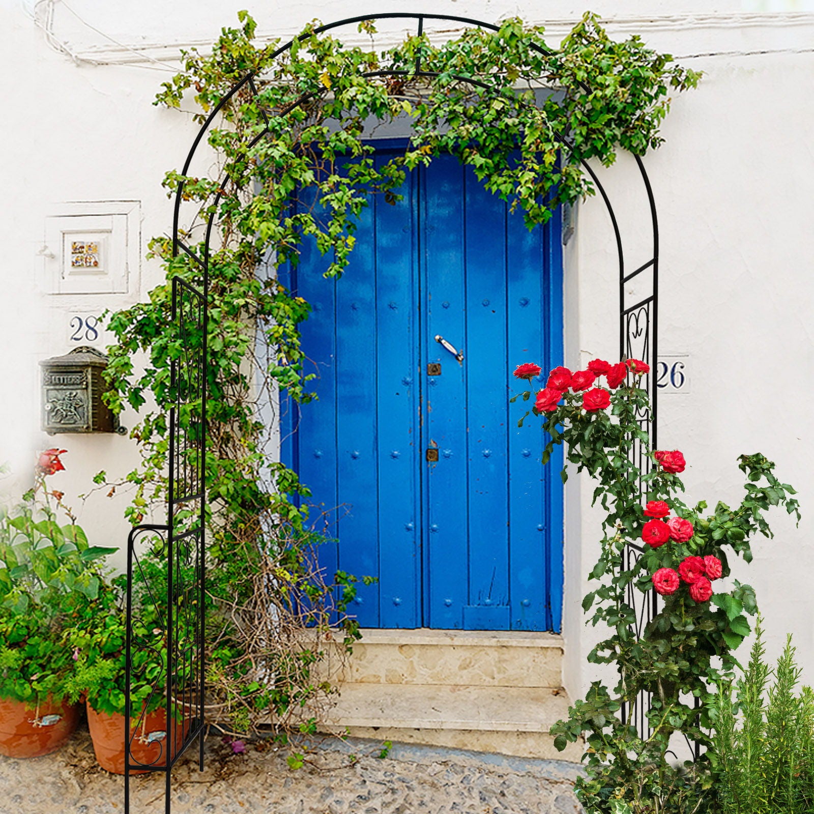 Metal Garden Arch Garden Arbor Trellis Climbing Plants Support Rose Arch Outdoor Arch - Best Buy Furniture