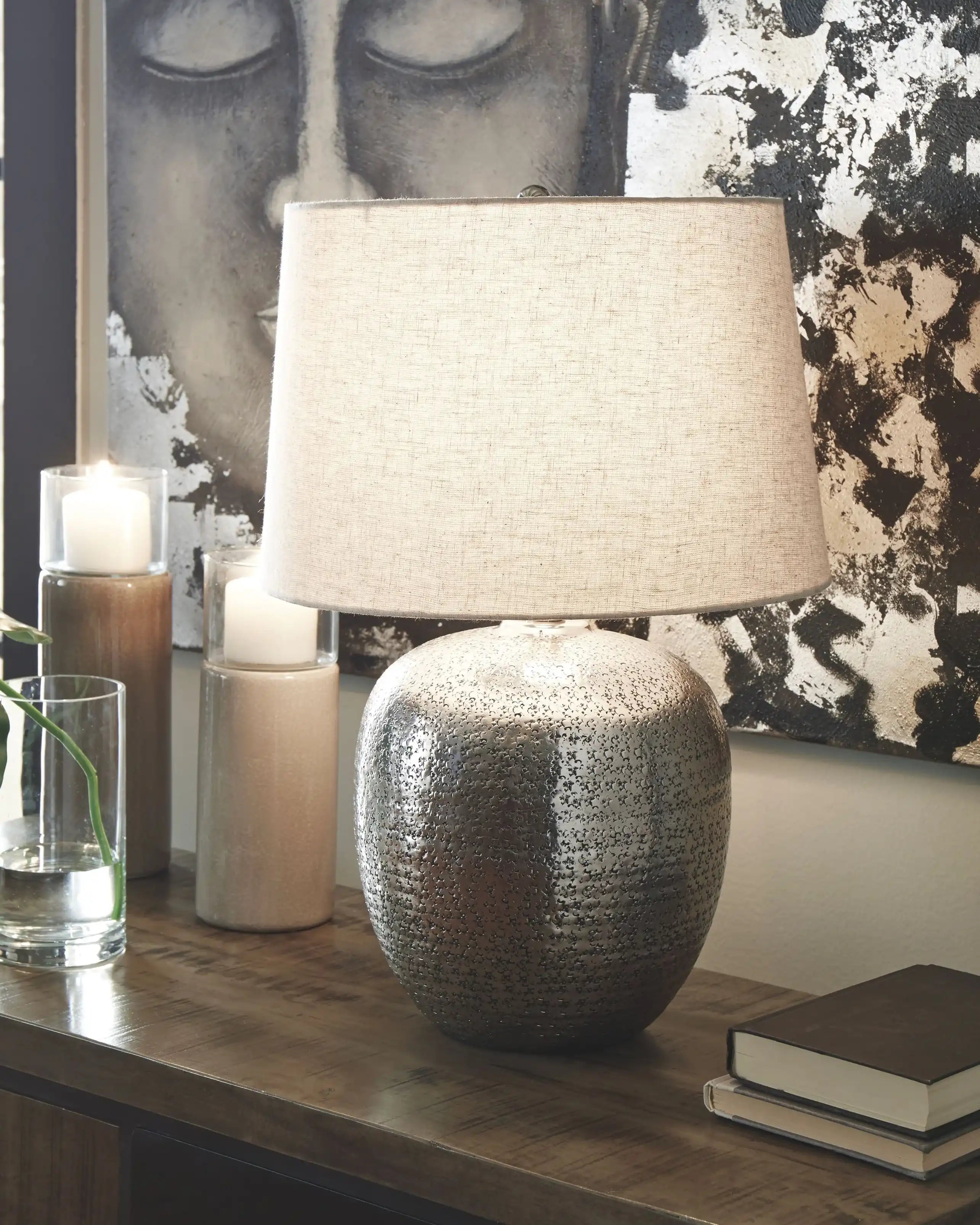 Magalie - Metal Table Lamp - Antique Silver Finish - Best Buy Furniture