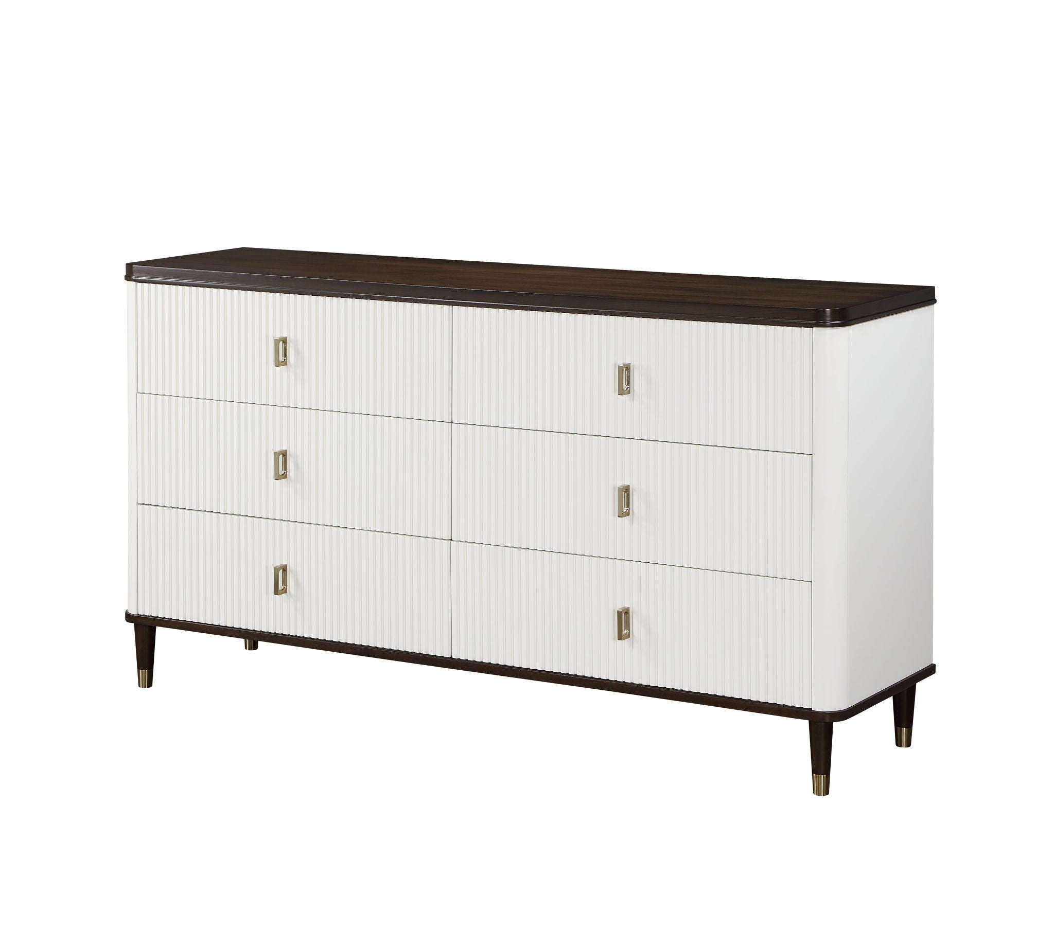 Carena - Dresser With Jewerly Tray - White / Walnut - Best Buy Furniture