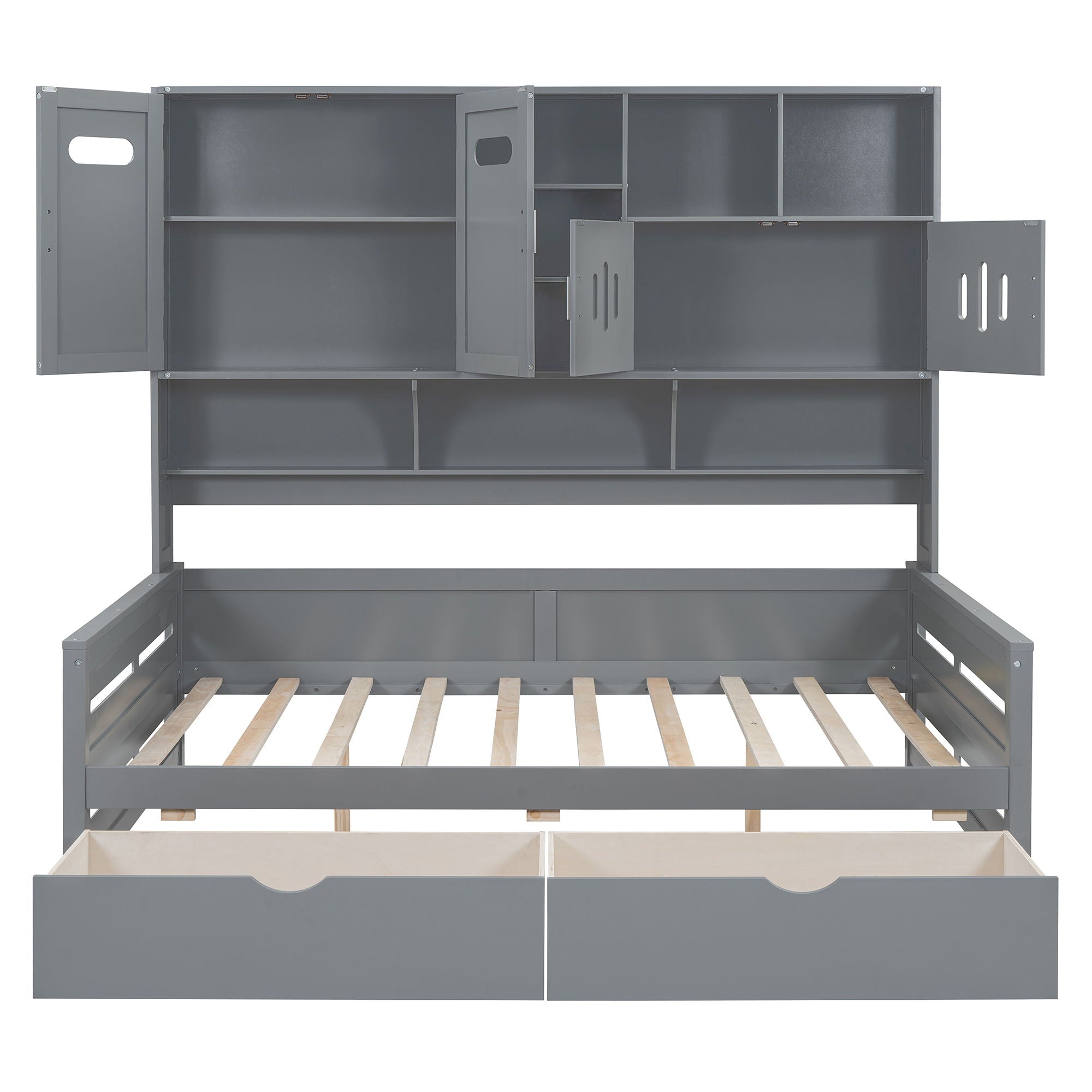 Daybed With All-In-One Cabinet And Shelf