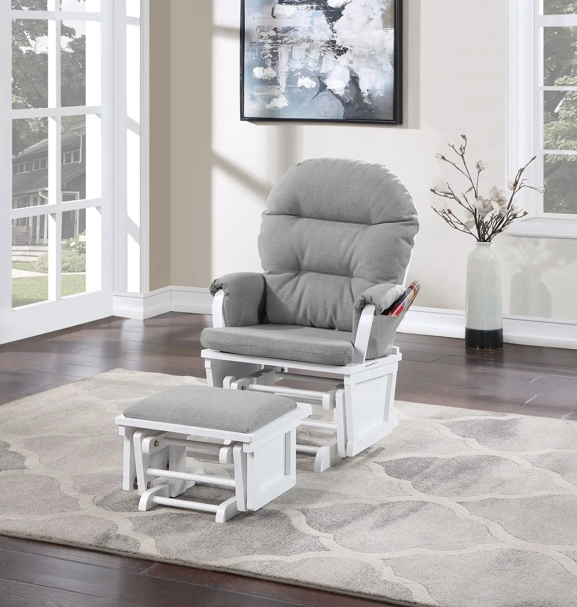 Madison - Glider & Ottoman - White Base - Best Buy Furniture