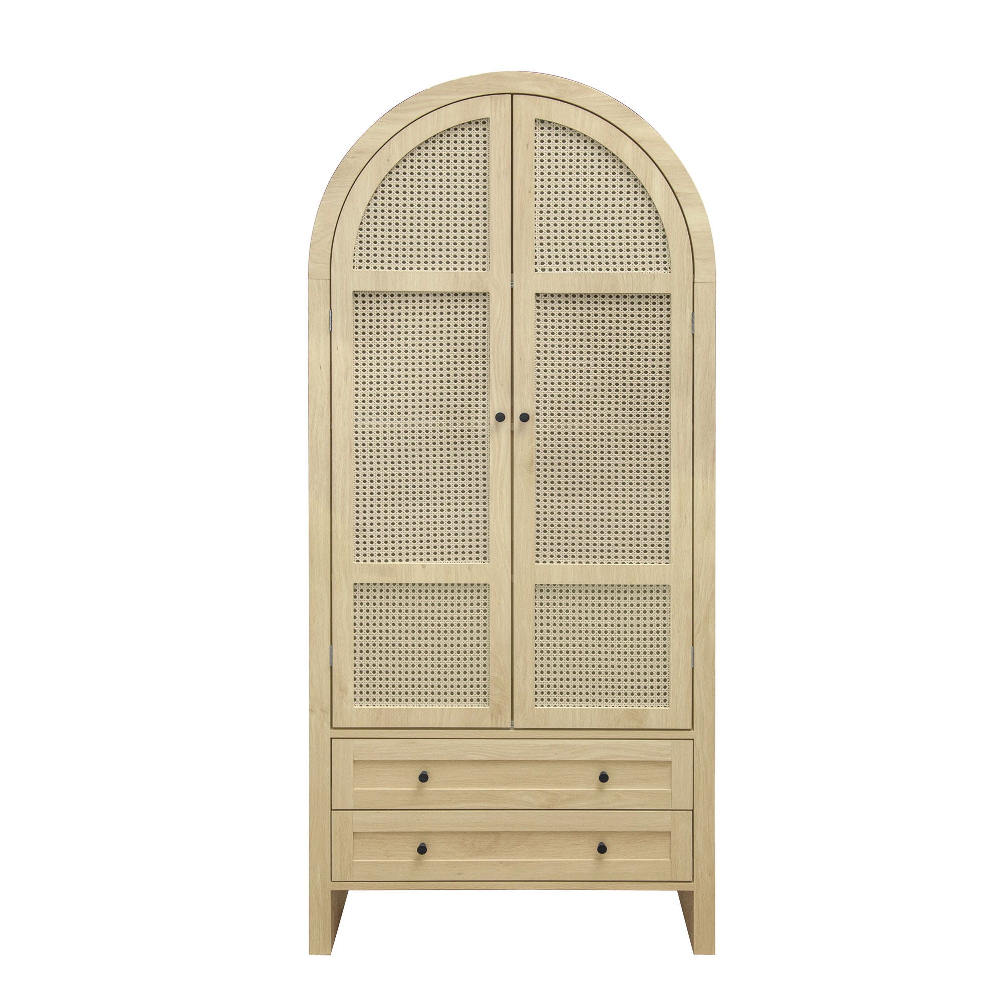 Tall Arched Kitchen Pantry, Arched Storage Display Cabinet With 2 Drawers & Adjustable Shelves, Rattan Door Versatile Storage Cabinet For Kitchen, Dining Room, Living Room - Natural - Best Buy Furniture