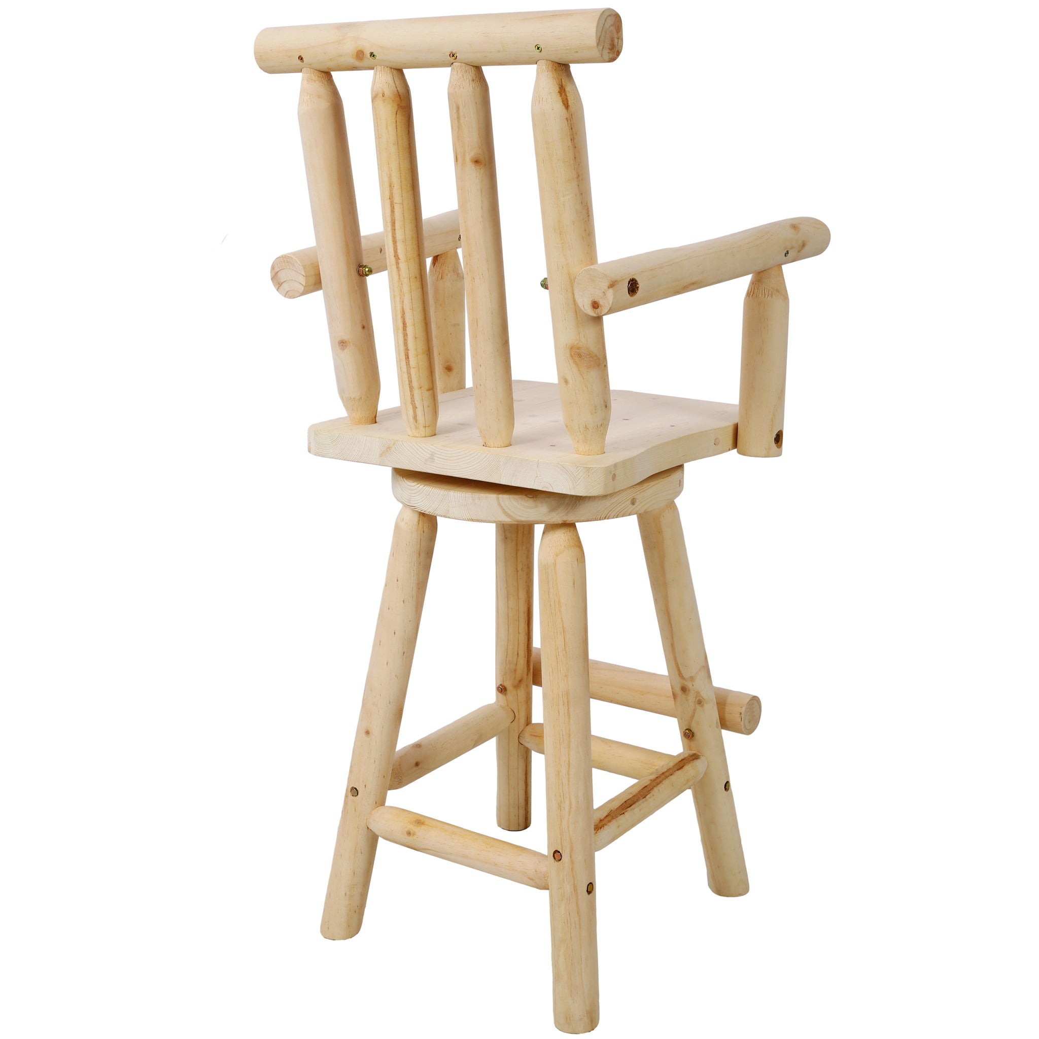 Rustic Bar Stool, Fir Wood Construction, Wide Armrest - Best Buy Furniture