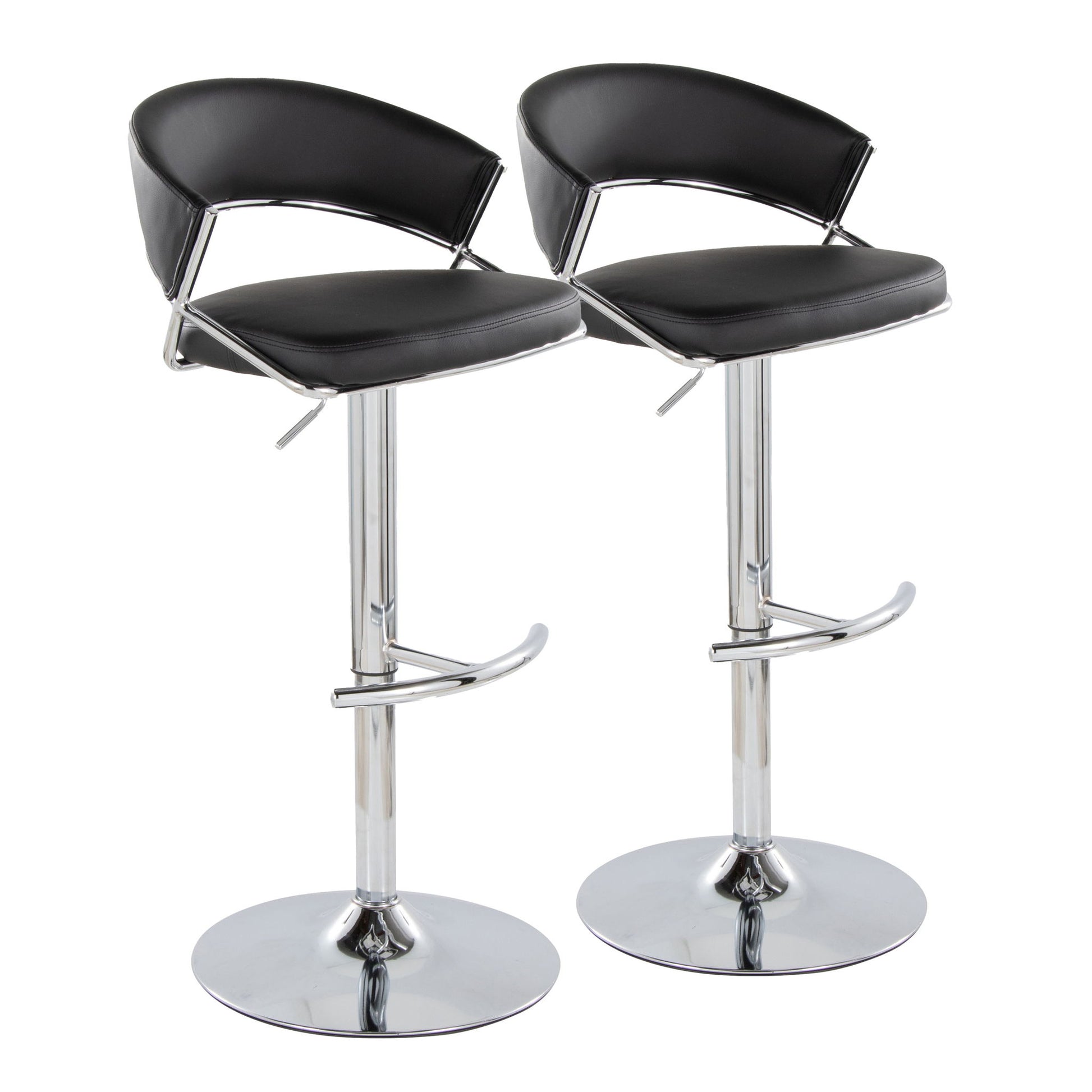 Jie - Contemporary Adjustable Barstool With Swivel & Rounded T Footrest (Set of 2) - Best Buy Furniture