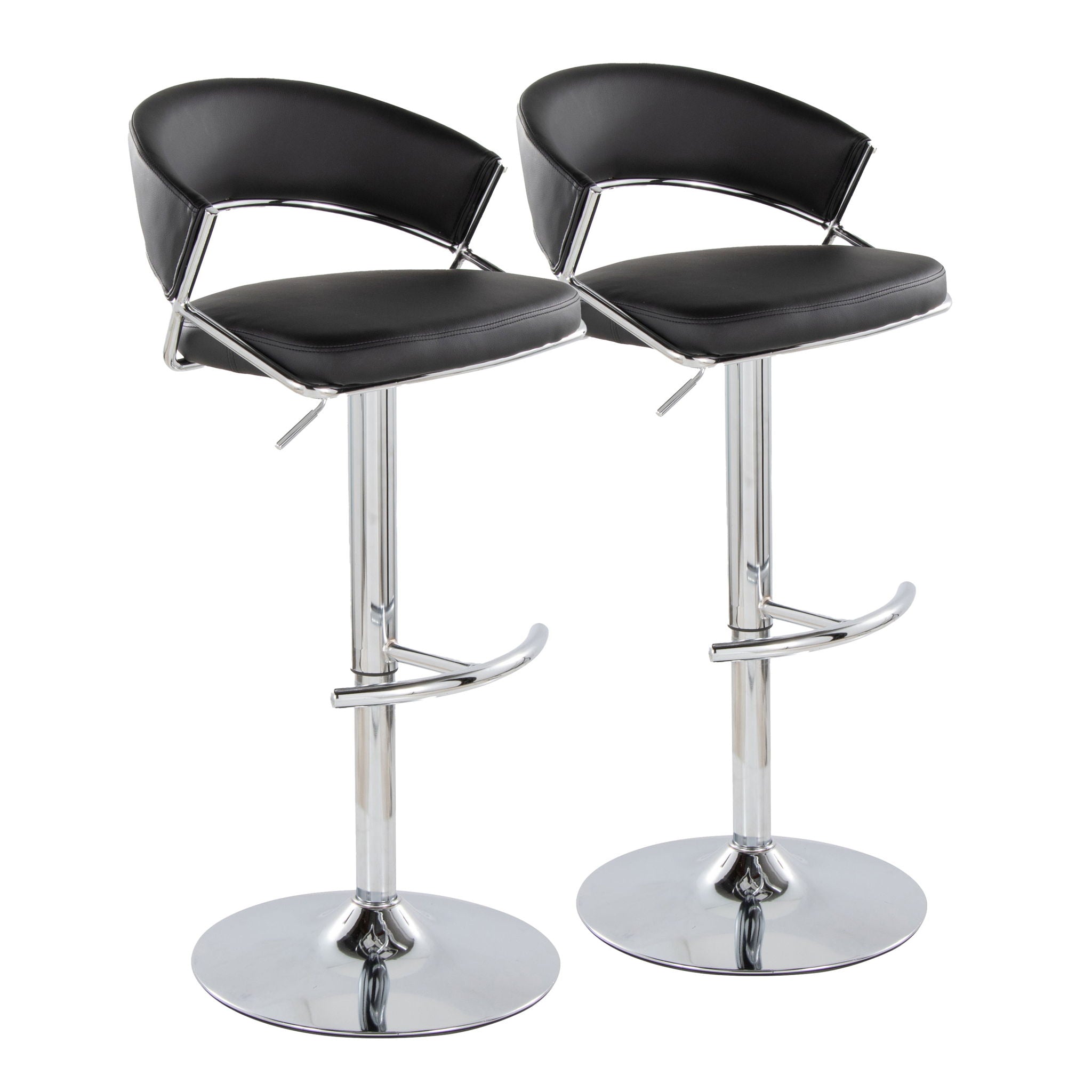 Jie - Contemporary Adjustable Barstool With Swivel & Rounded T Footrest (Set of 2) - Best Buy Furniture