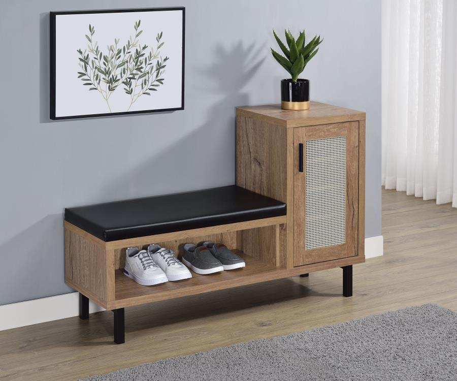 Teller - 1-Door Entryway Shoe Storage Bench - Natural Oak - Best Buy Furniture
